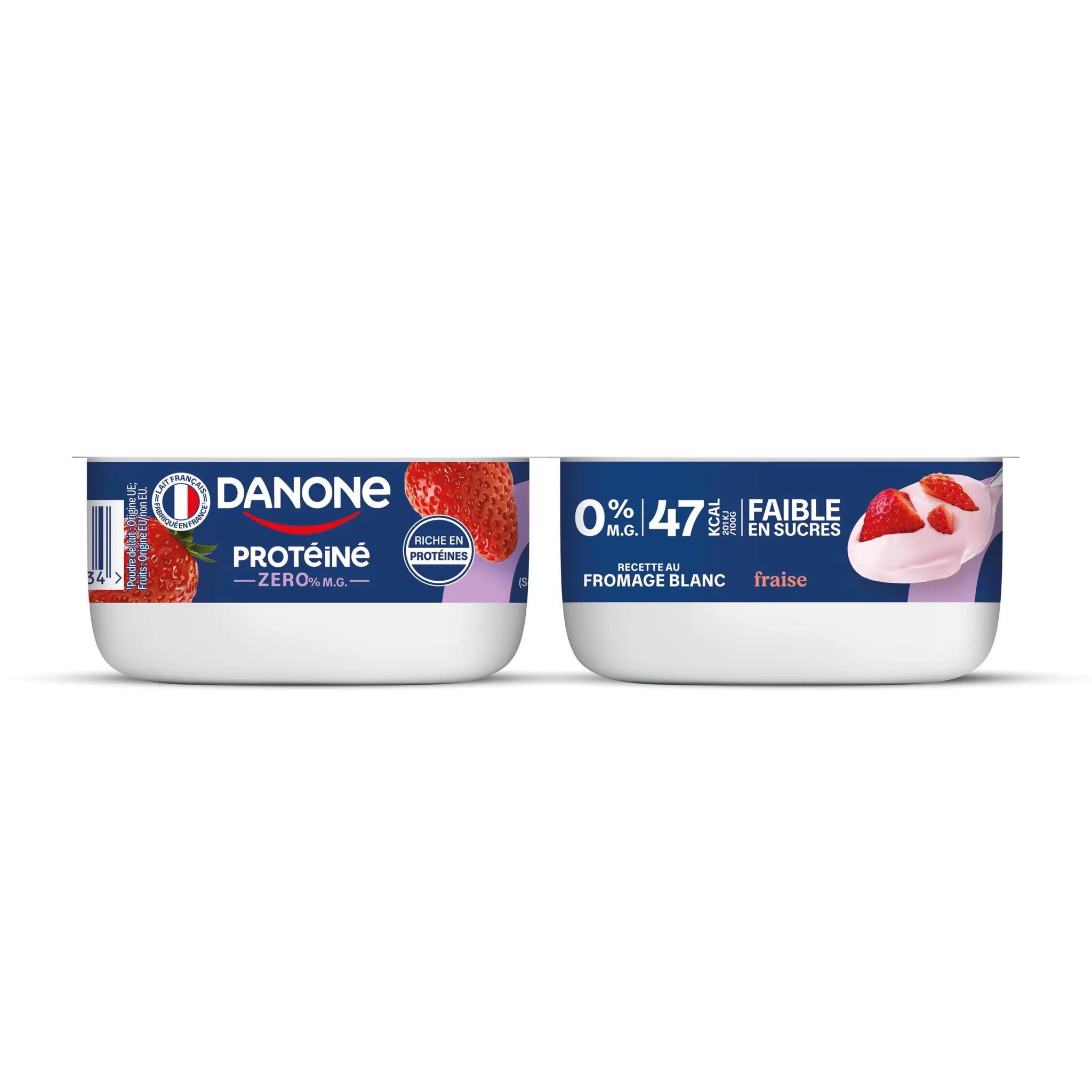 DANONE Protéiné Yaourt fromage blanc à la fraise 0%MG