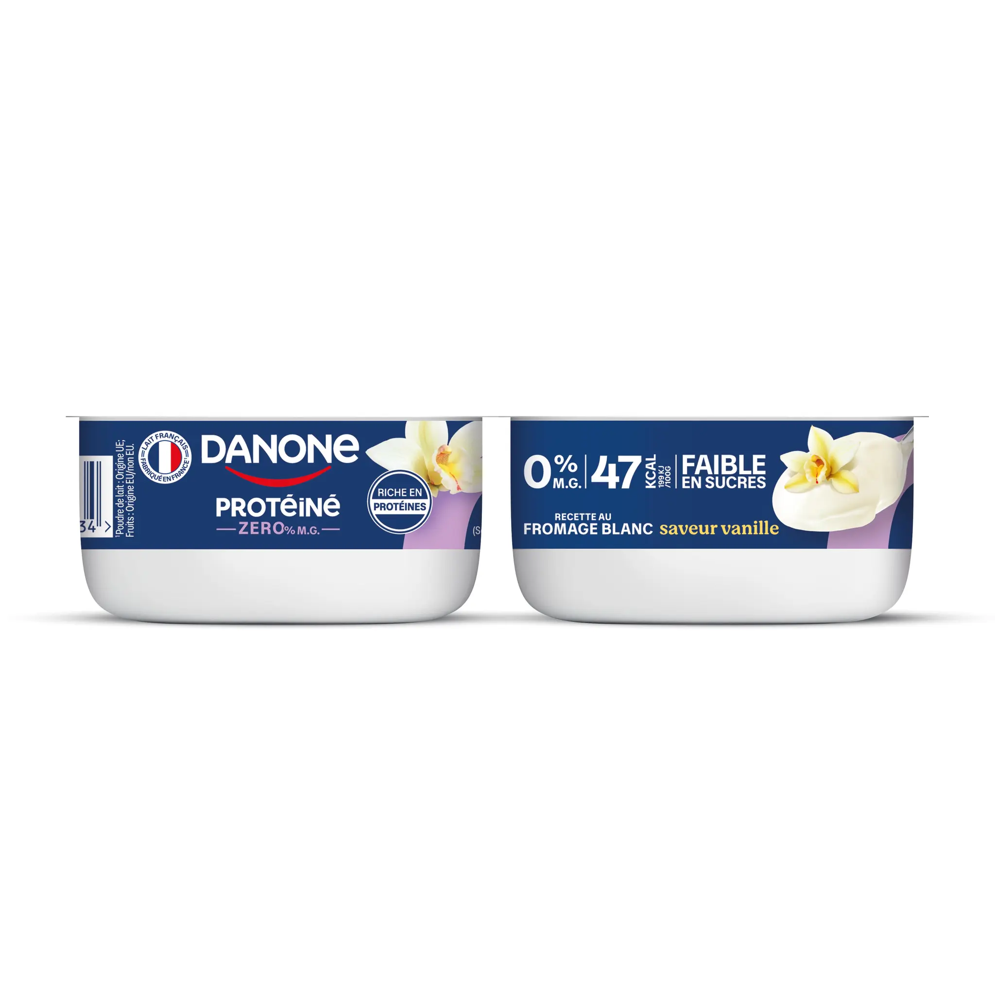 DANONE Protéiné Yaourt fromage blanc à la vanille 0%MG