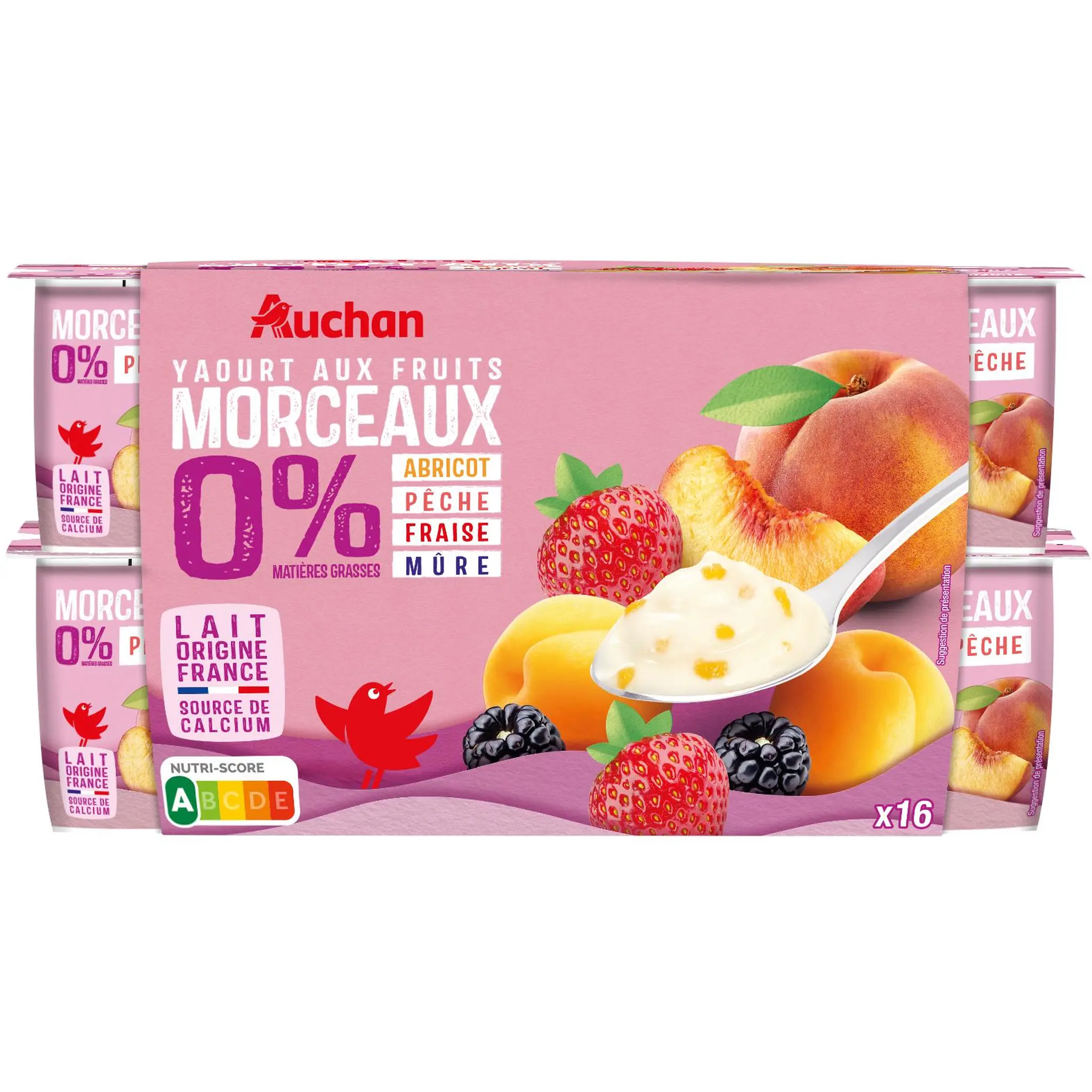 AUCHAN Yaourt allégé aux fruits 0%