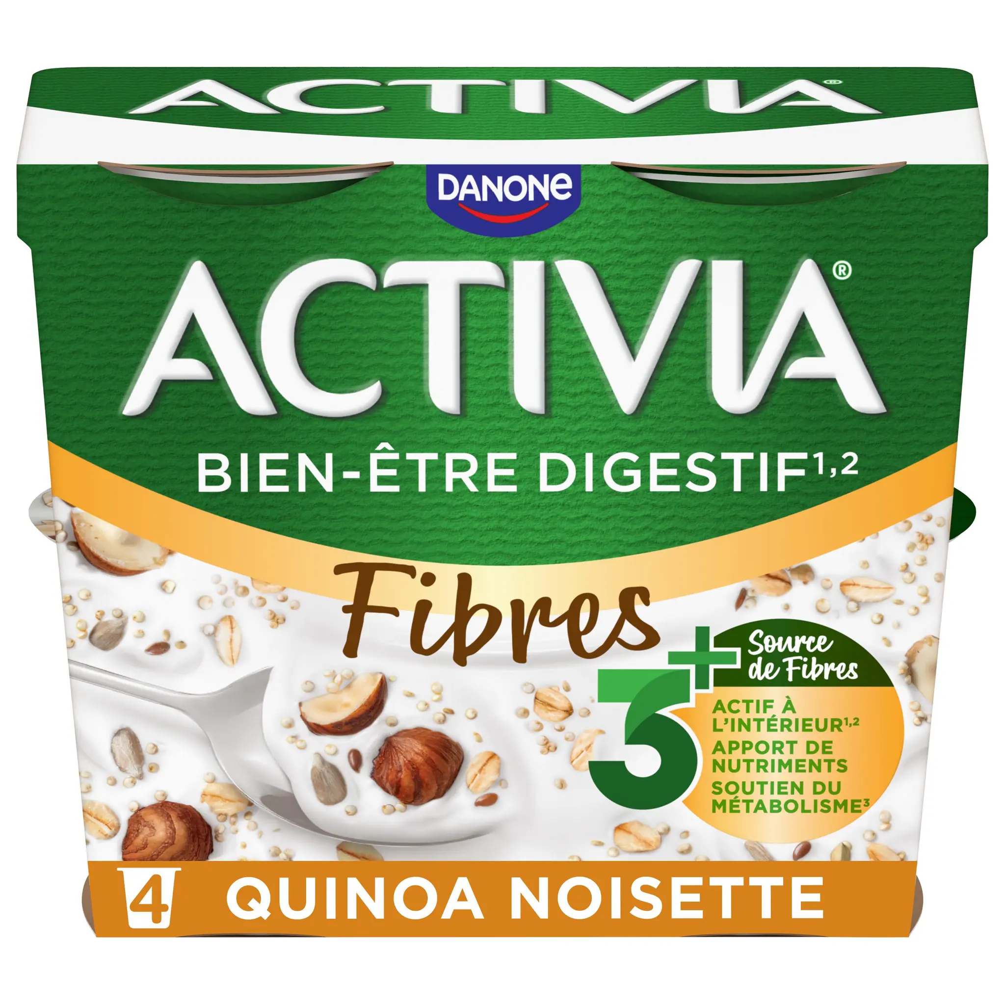 ACTIVIA CEREALES Probiotiques - Yaourt au bifidus au quinoa et noisette