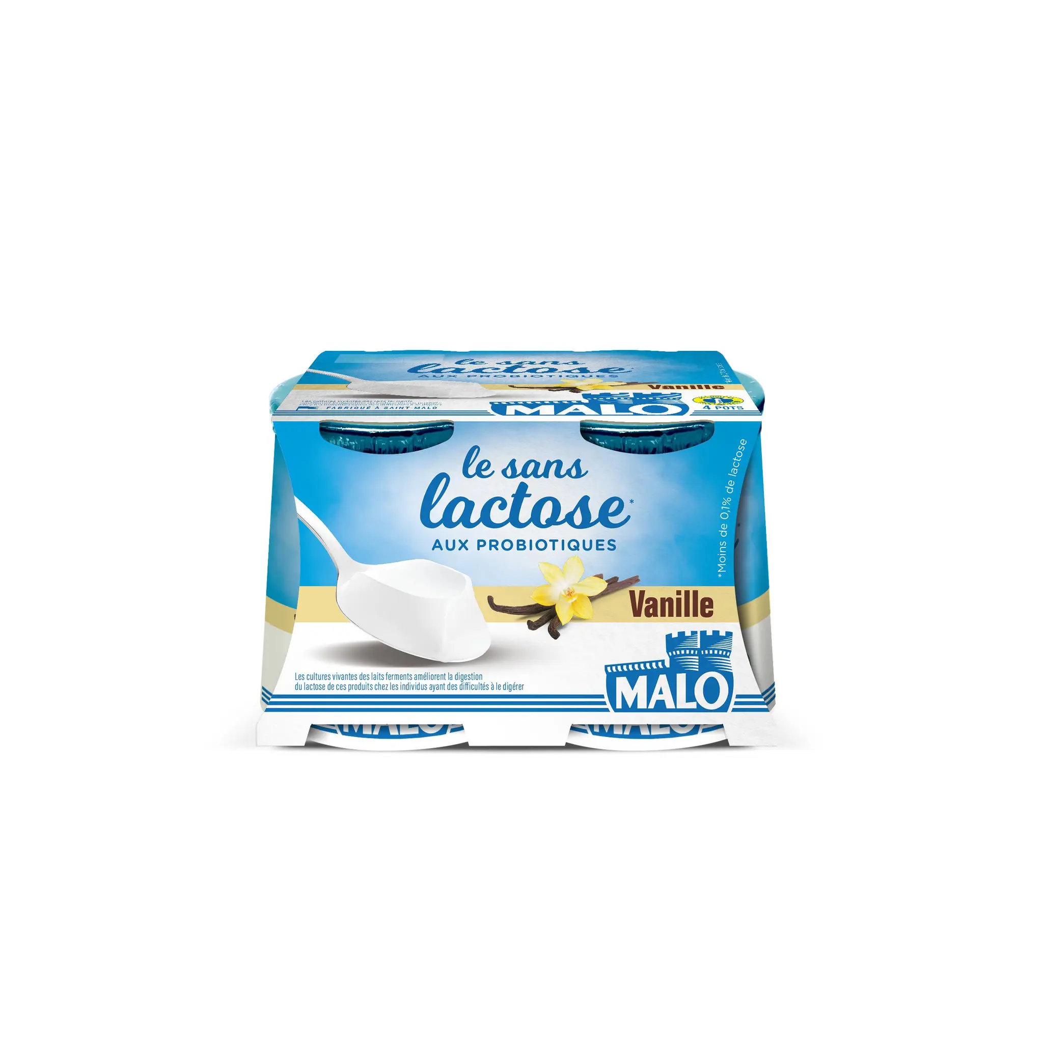 MALO Yaourt sans lactose aux probiotiques aromatisé vanille
