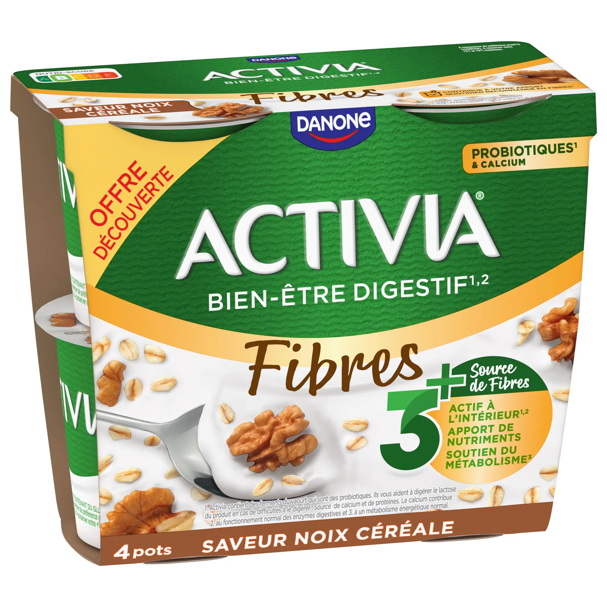 ACTIVIA CEREALES Probiotiques - Yaourt au bifidus aux noix