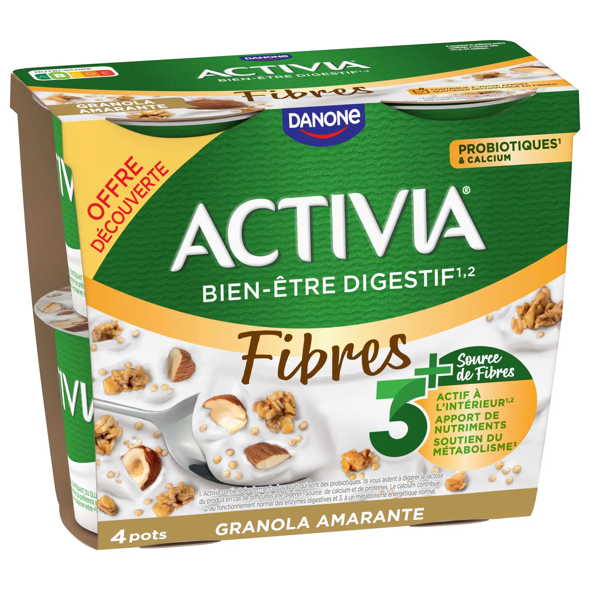 ACTIVIA CEREALES Probiotiques - Yaourt au bifidus au quinoa noisette