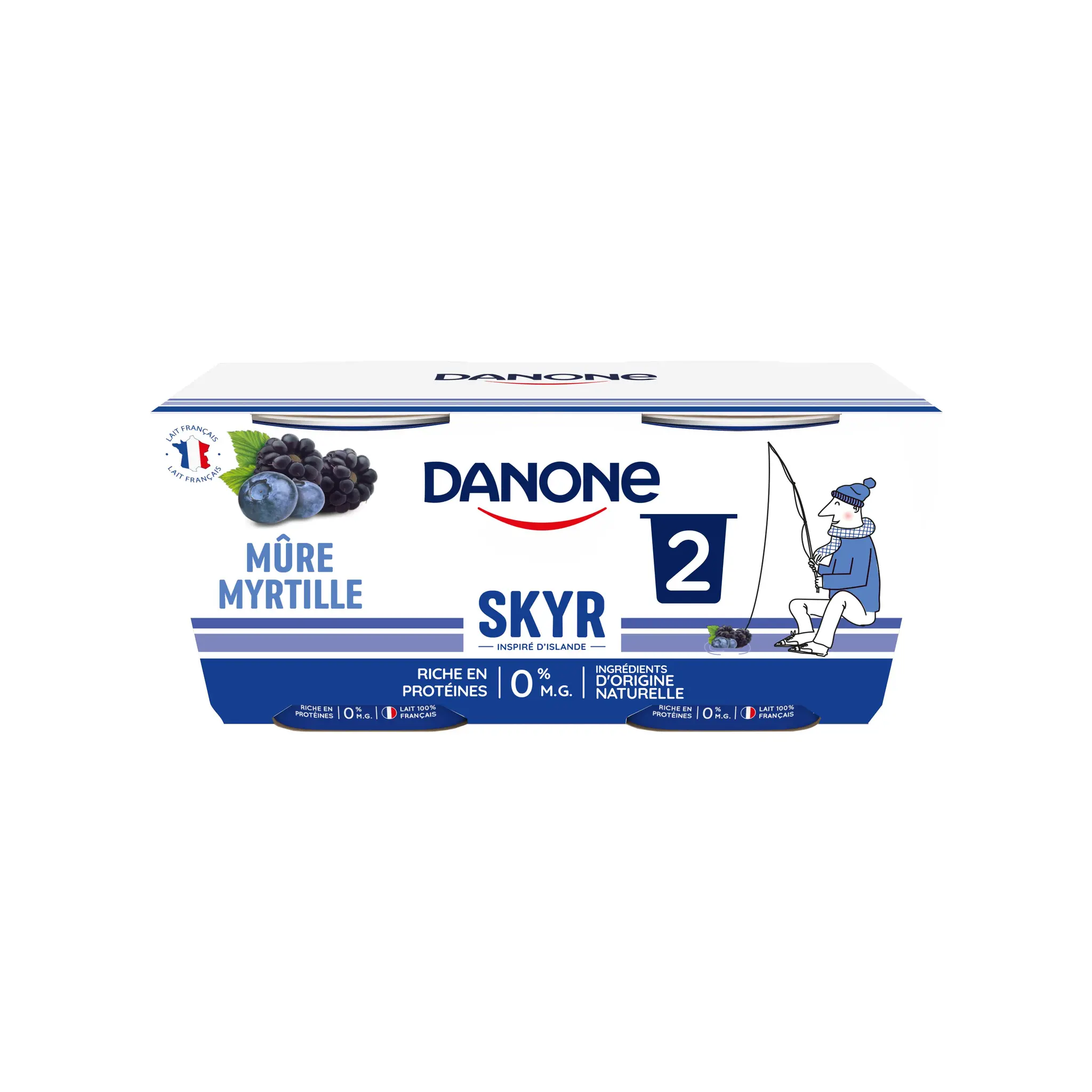 DANONE Skyr protéiné à la mûre et à la myrtille 0%MG
