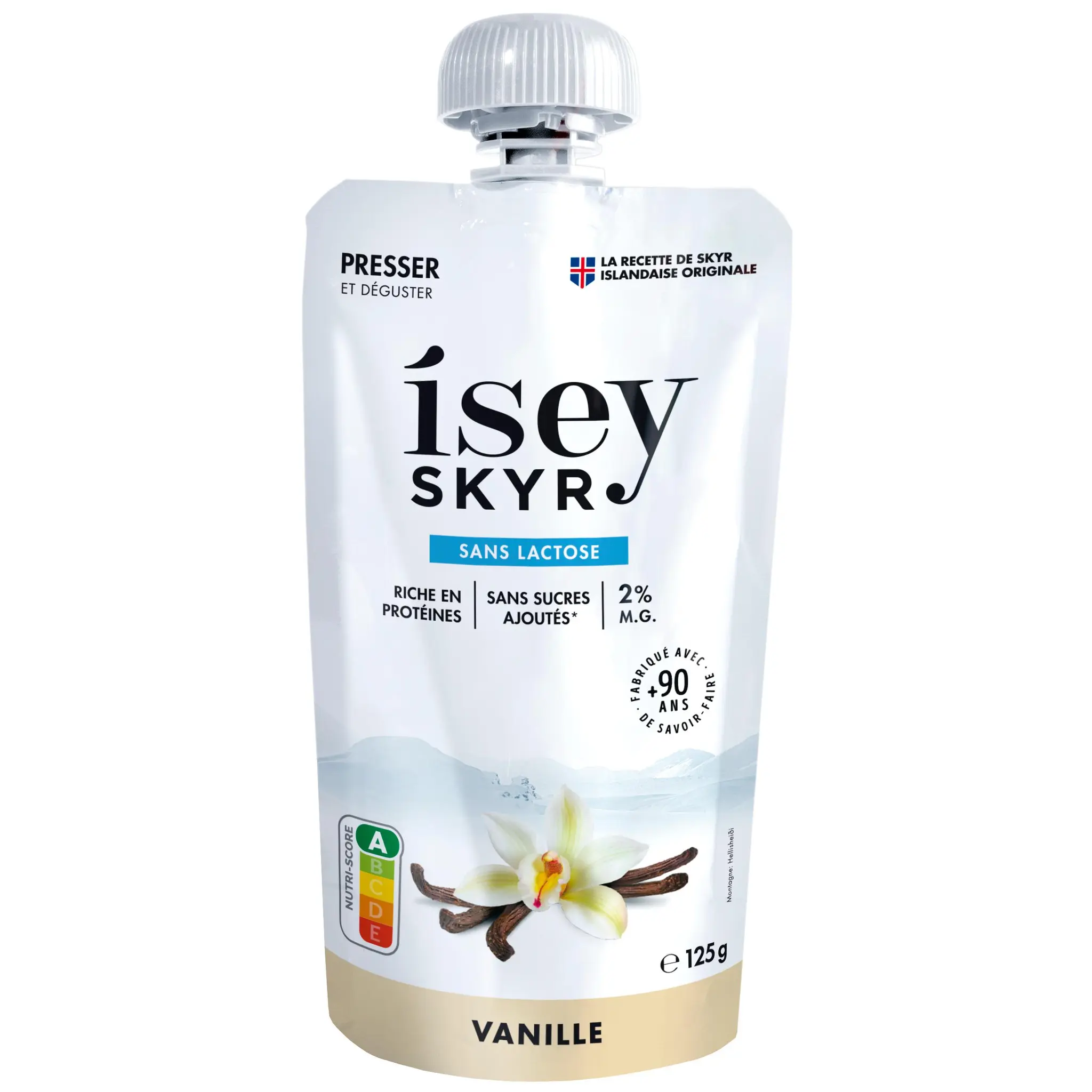 ISEY Skyr gourde protéiné sans lactose sans sucres ajoutés à la vanille