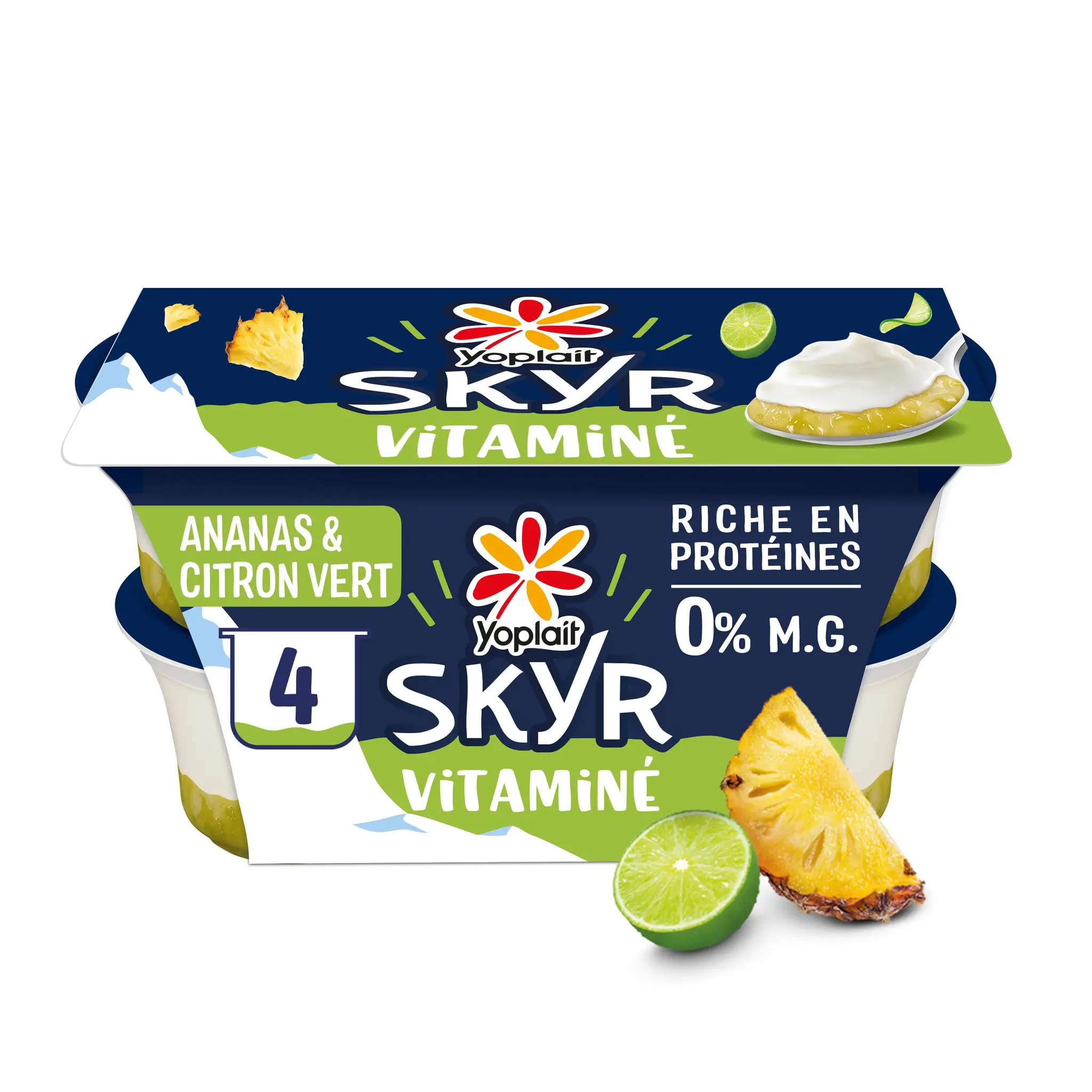 YOPLAIT Skyr sur lit d'ananas citron vert