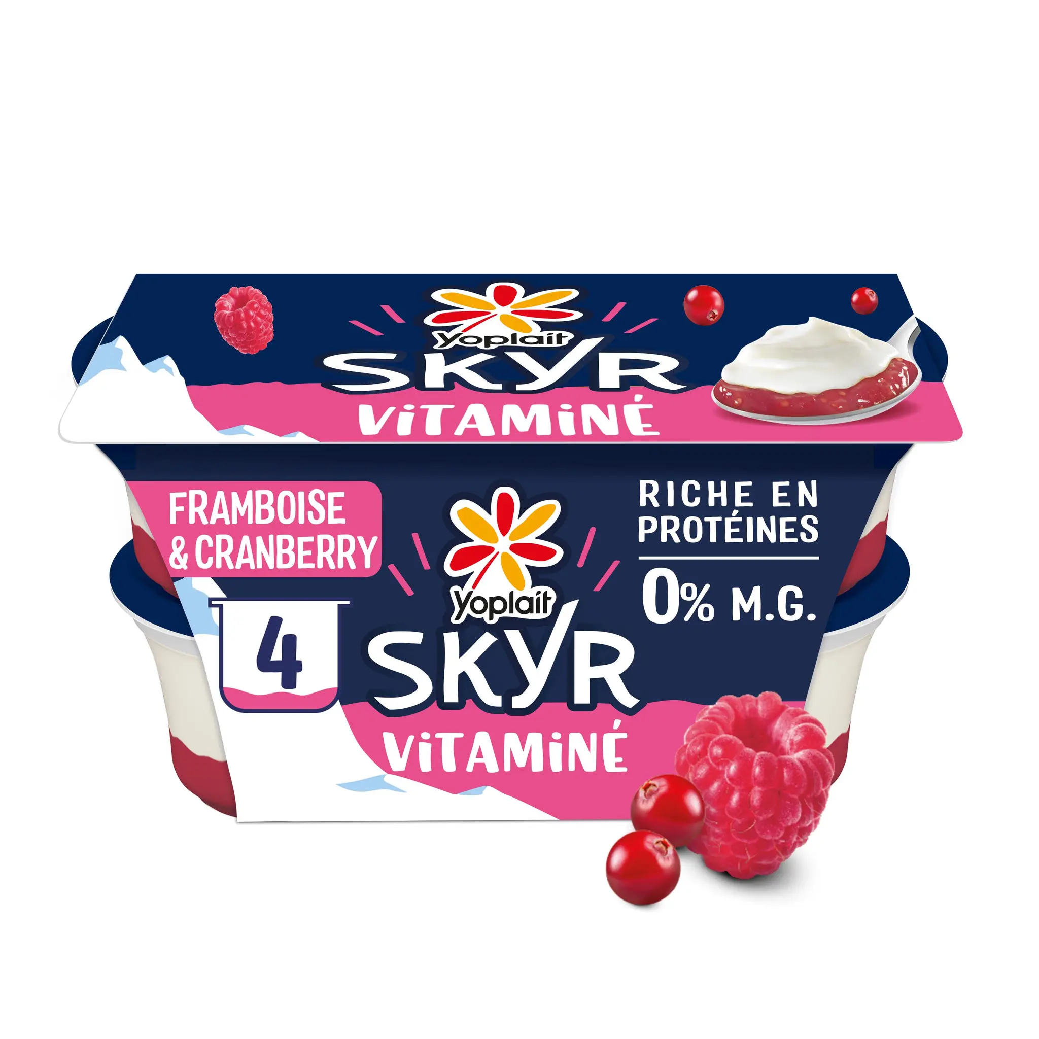 YOPLAIT Skyr sur lit de framboise et cranberry