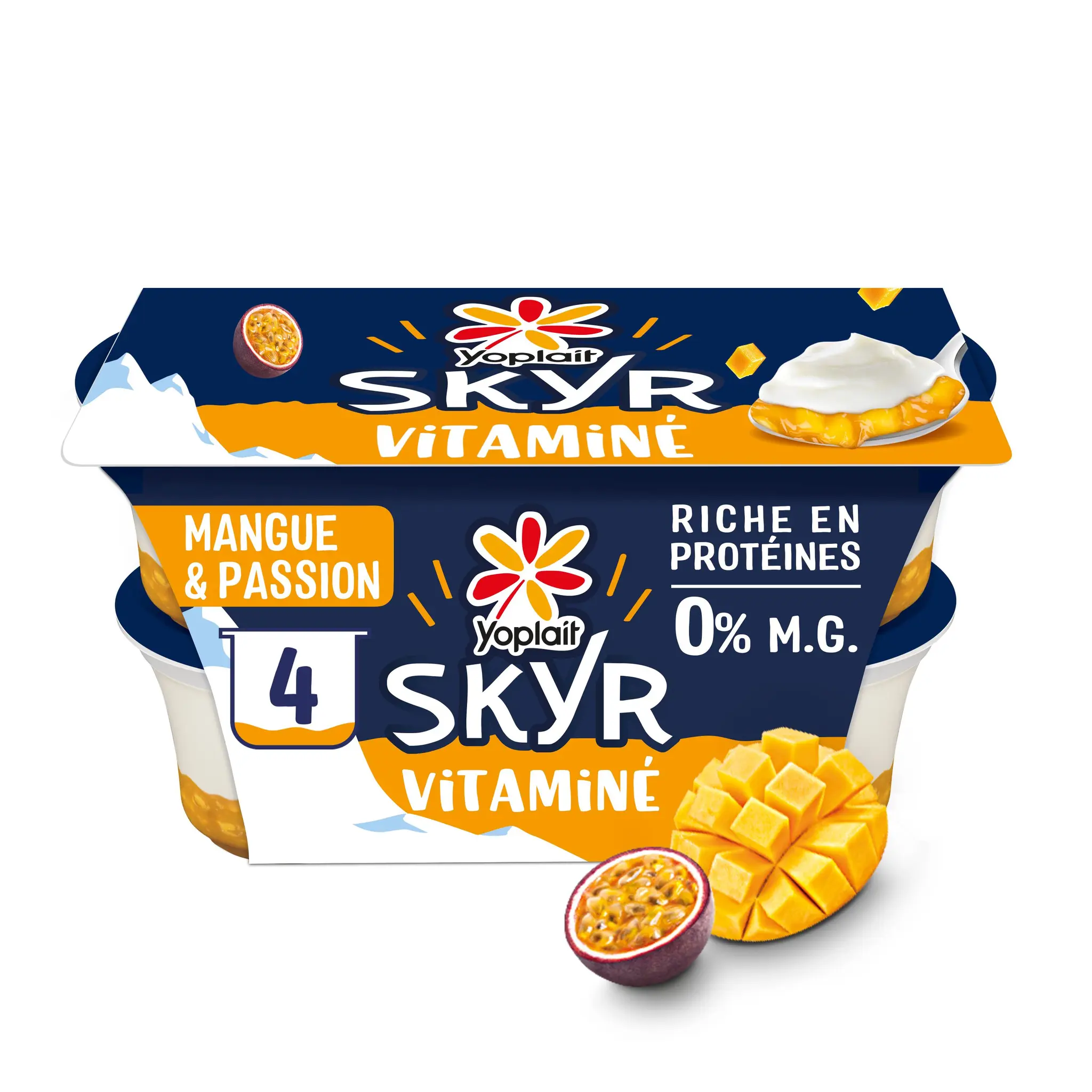 YOPLAIT Skyr sur lit de mangue passion aromatisée