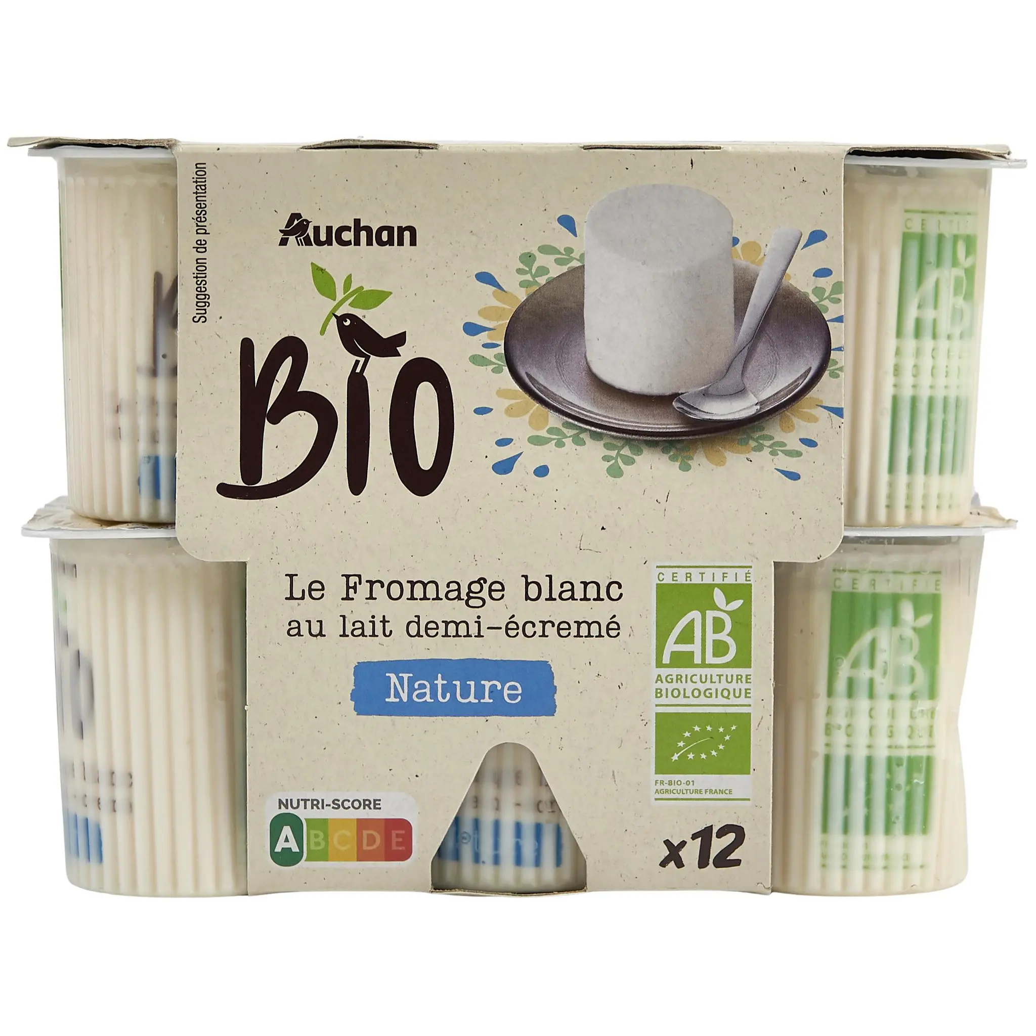 AUCHAN BIO Fromage frais nature