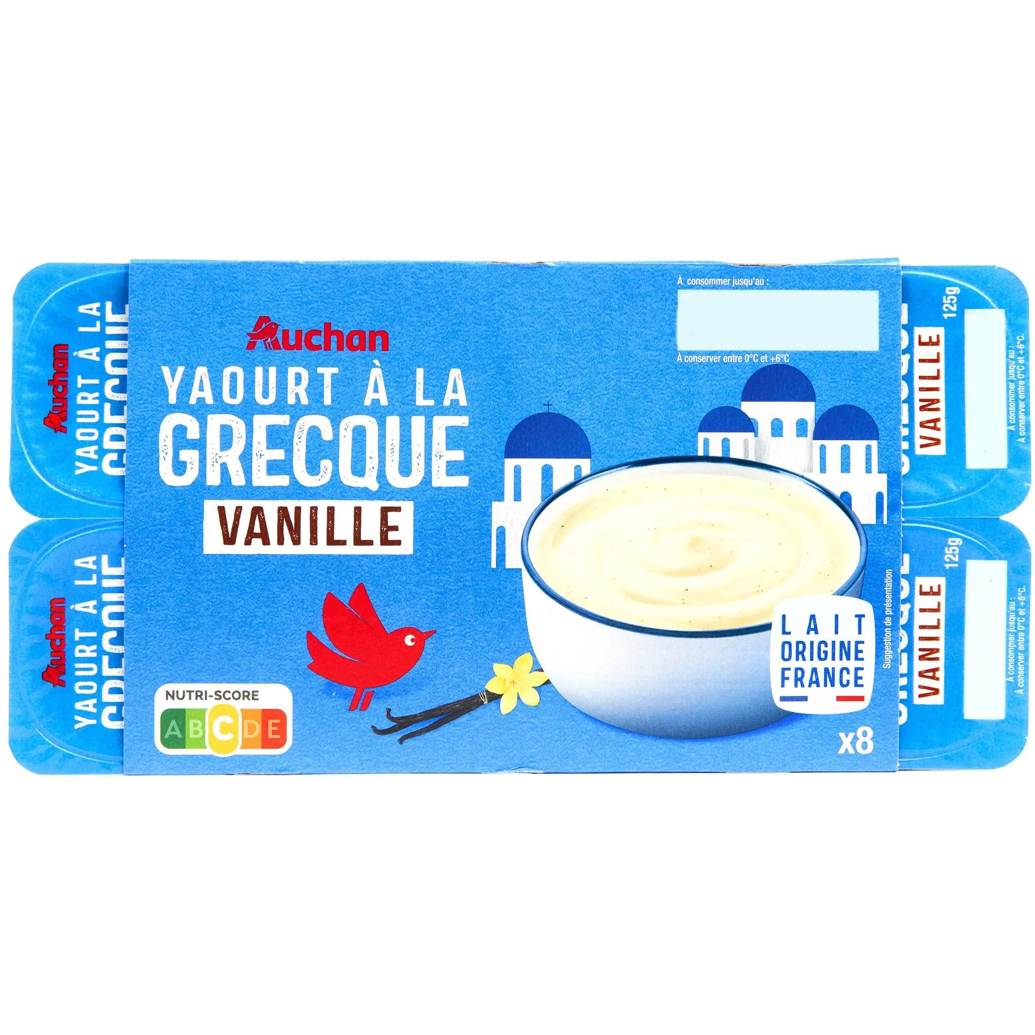 AUCHAN Yaourt à la grecque aromatisé vanille