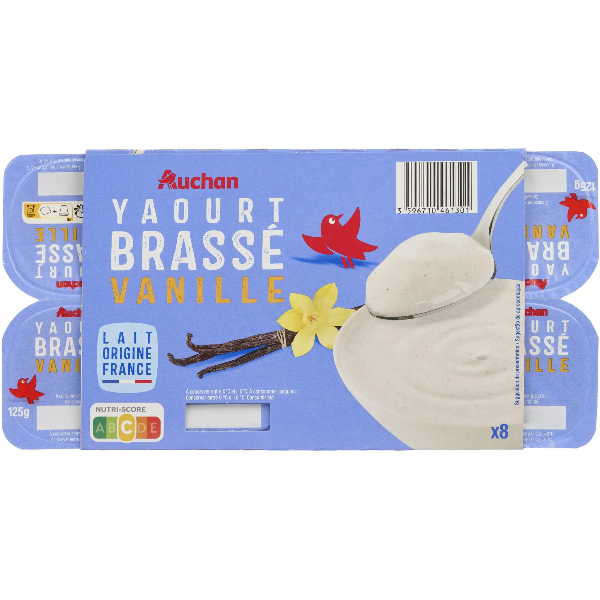 AUCHAN Yaourt brassé à la vanille