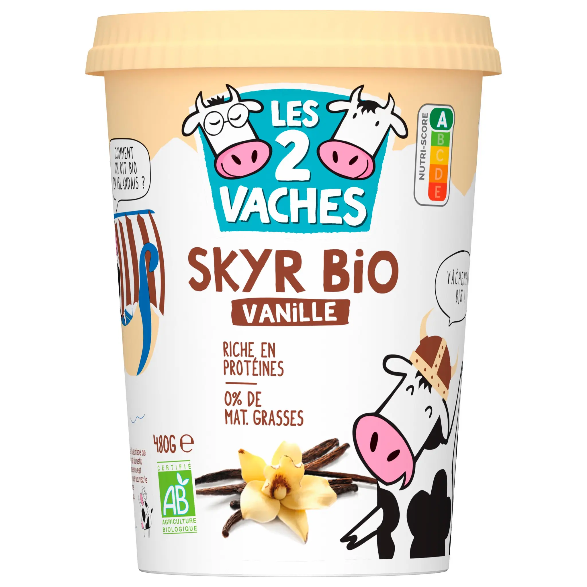 LES 2 VACHES Skyr à la vanille 0% MG bio