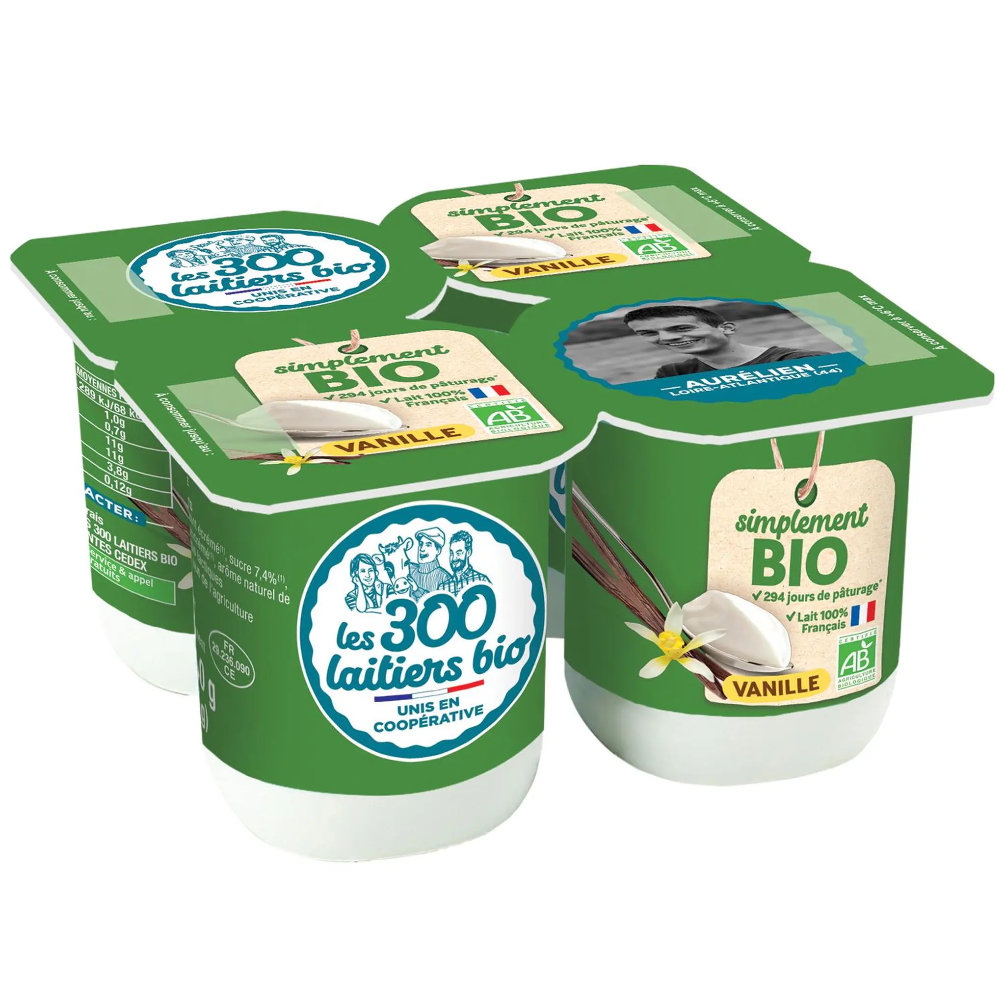 LES 300 LAITIERS BIO Yaourt à la vanille