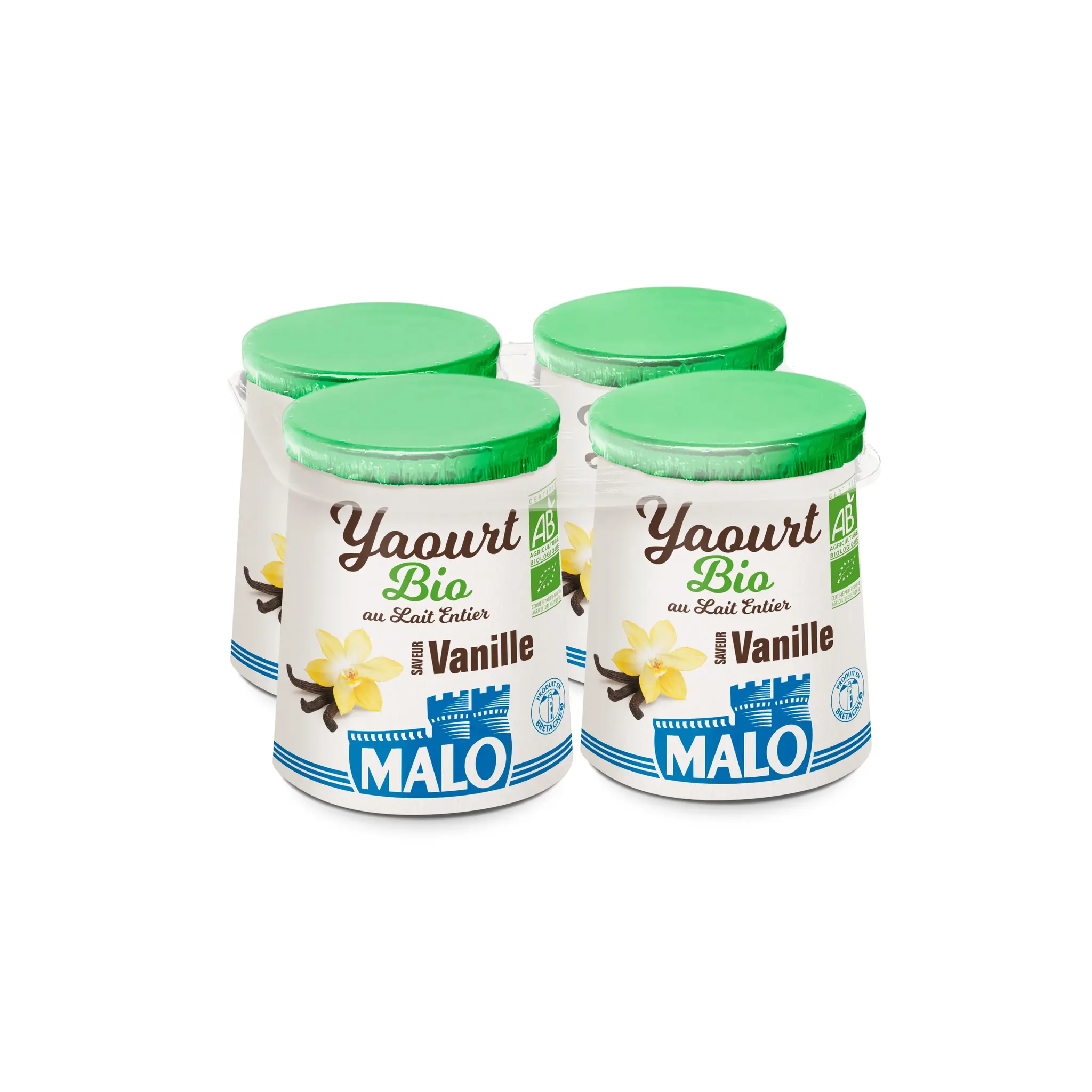 MALO Yaourt au lait entier aromatisé vanille bio