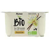 AUCHAN BIO Yaourt au lait entier brassé sucré à la vanille