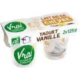 VRAI Yaourt brassé nature au lait de chèvre à la vanille bio
