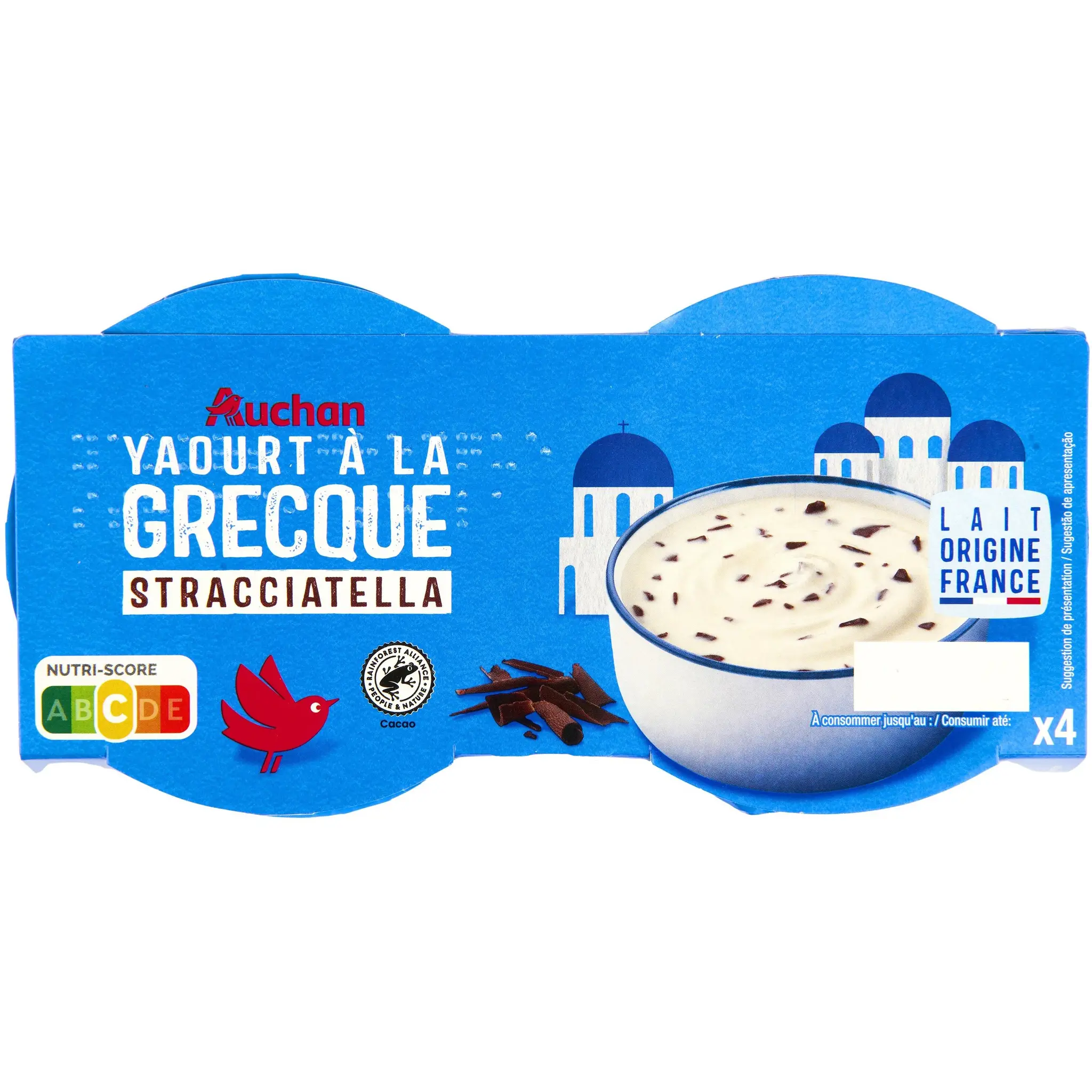 AUCHAN Yaourt à la grecque stracciatella
