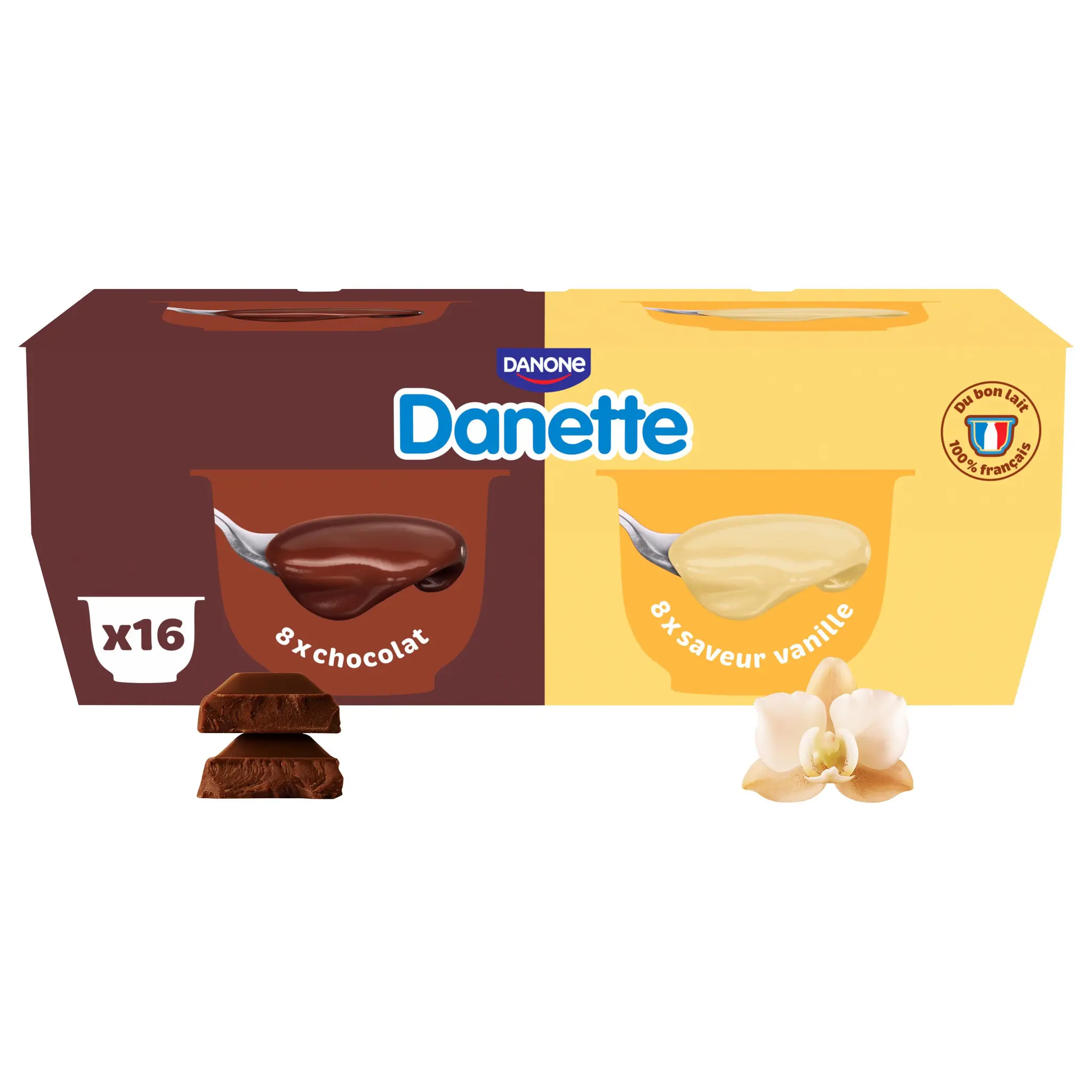 DANETTE Crème dessert vanille chocolat