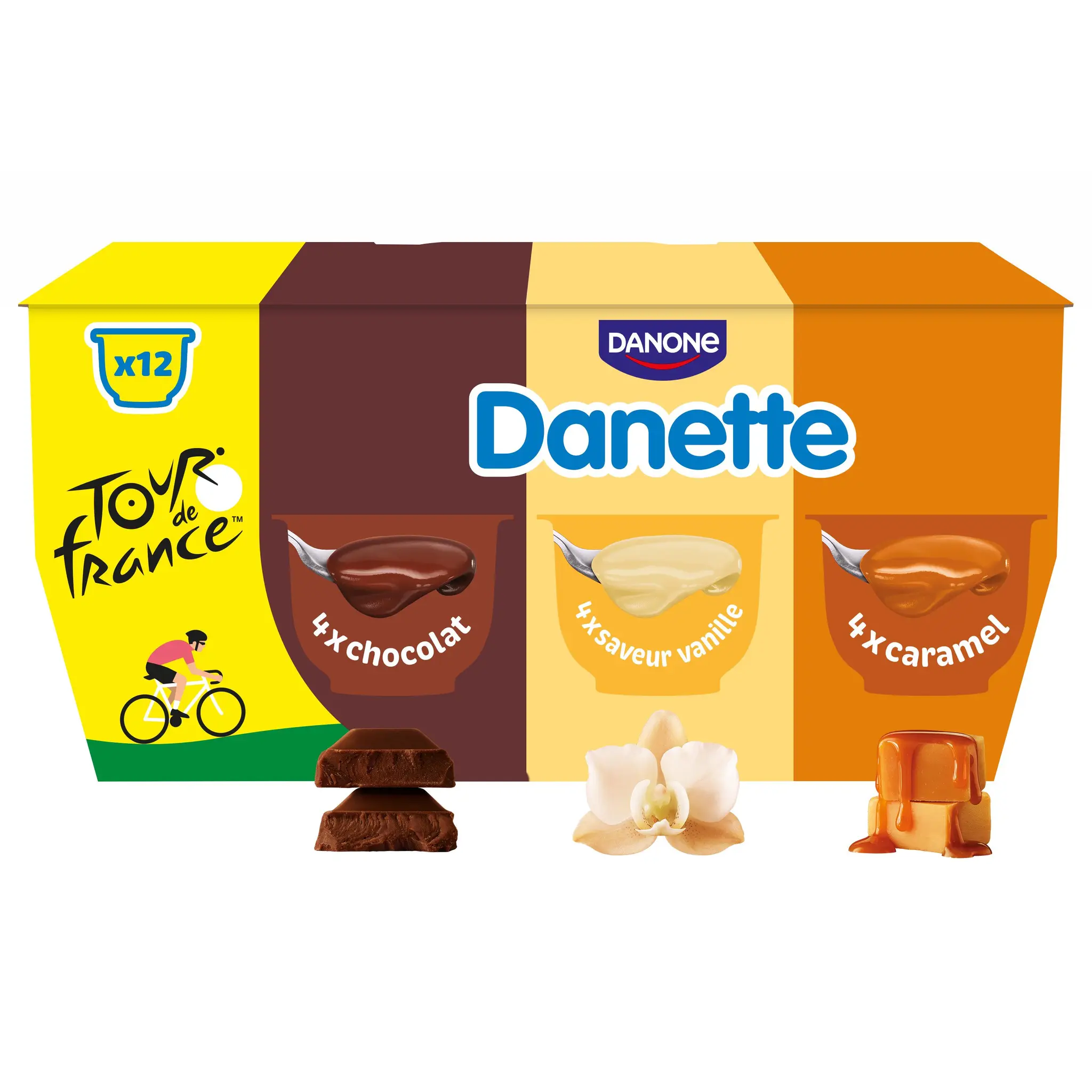 DANETTE Crème dessert chocolat caramel vanille