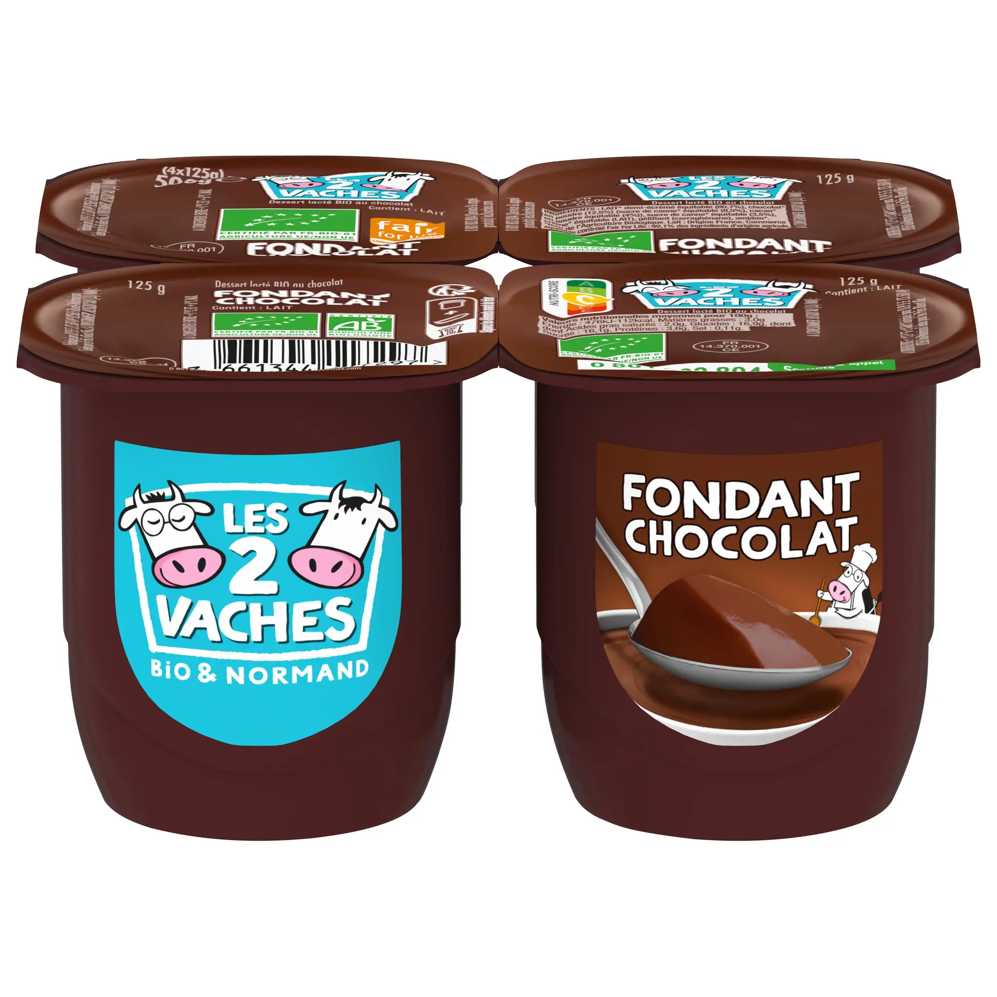 LES 2 VACHES Dessert fondant au chocolat bio