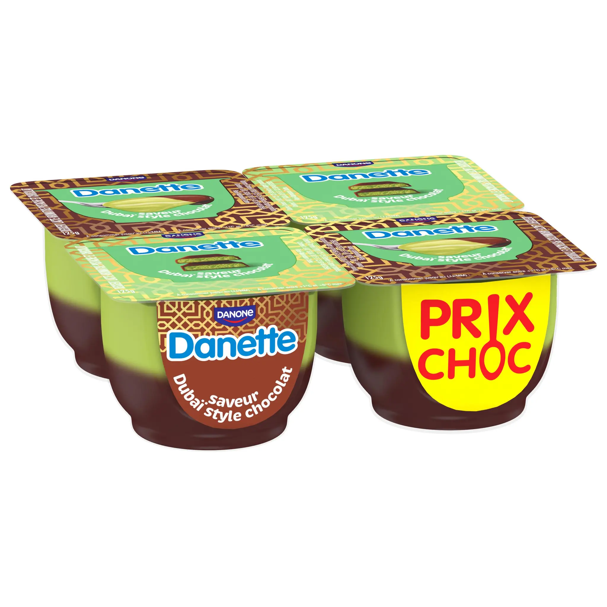 DANETTE Crème dessert saveur pistache et chocolat