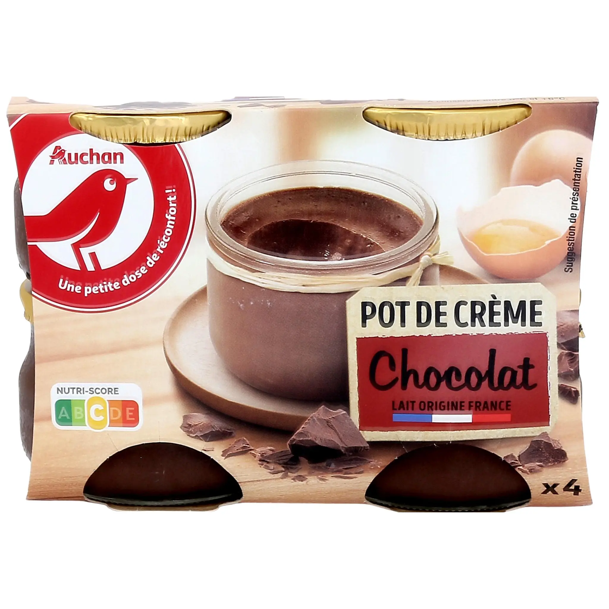 AUCHAN Pot de crème au chocolat