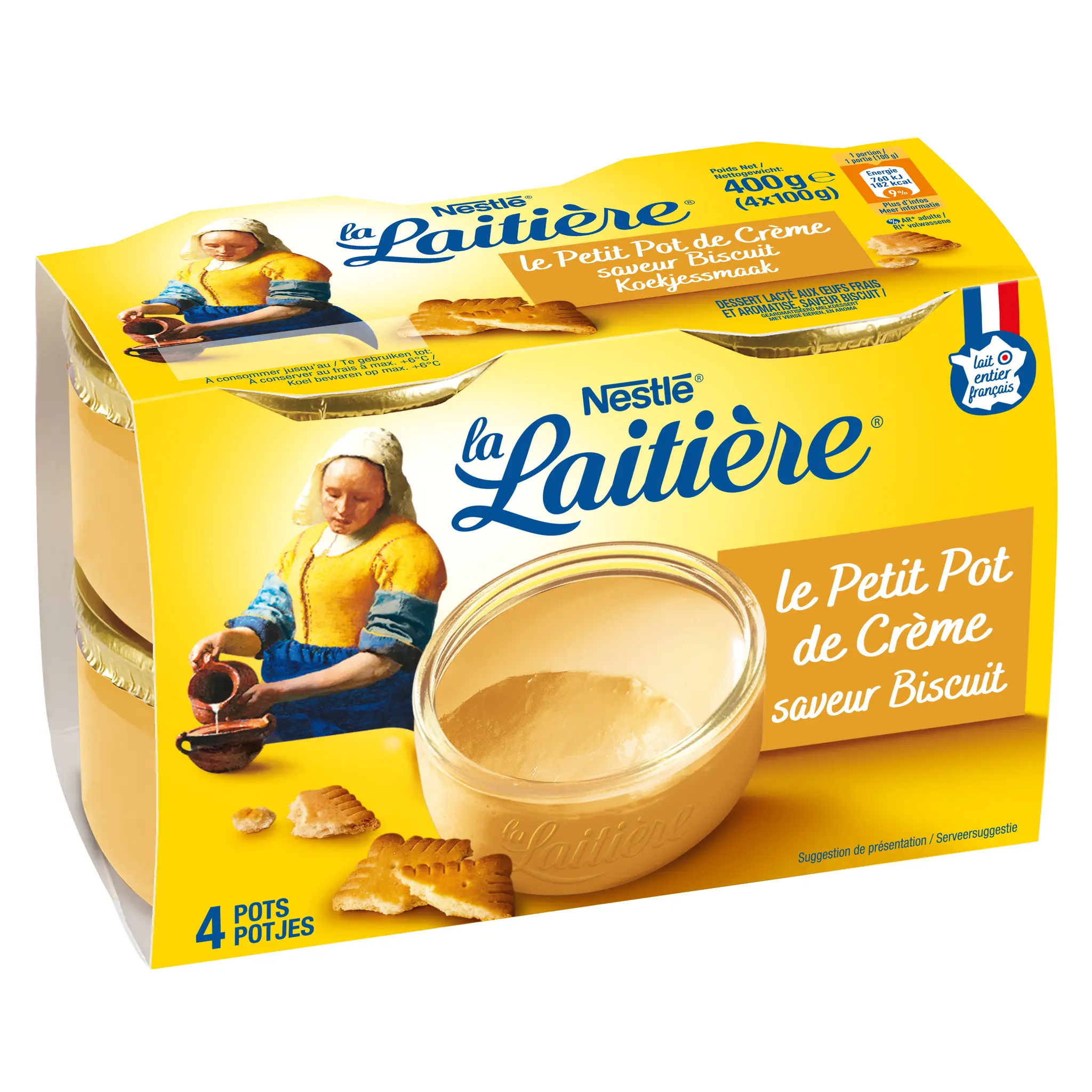 LA LAITIERE Petit pot de crème saveur biscuit