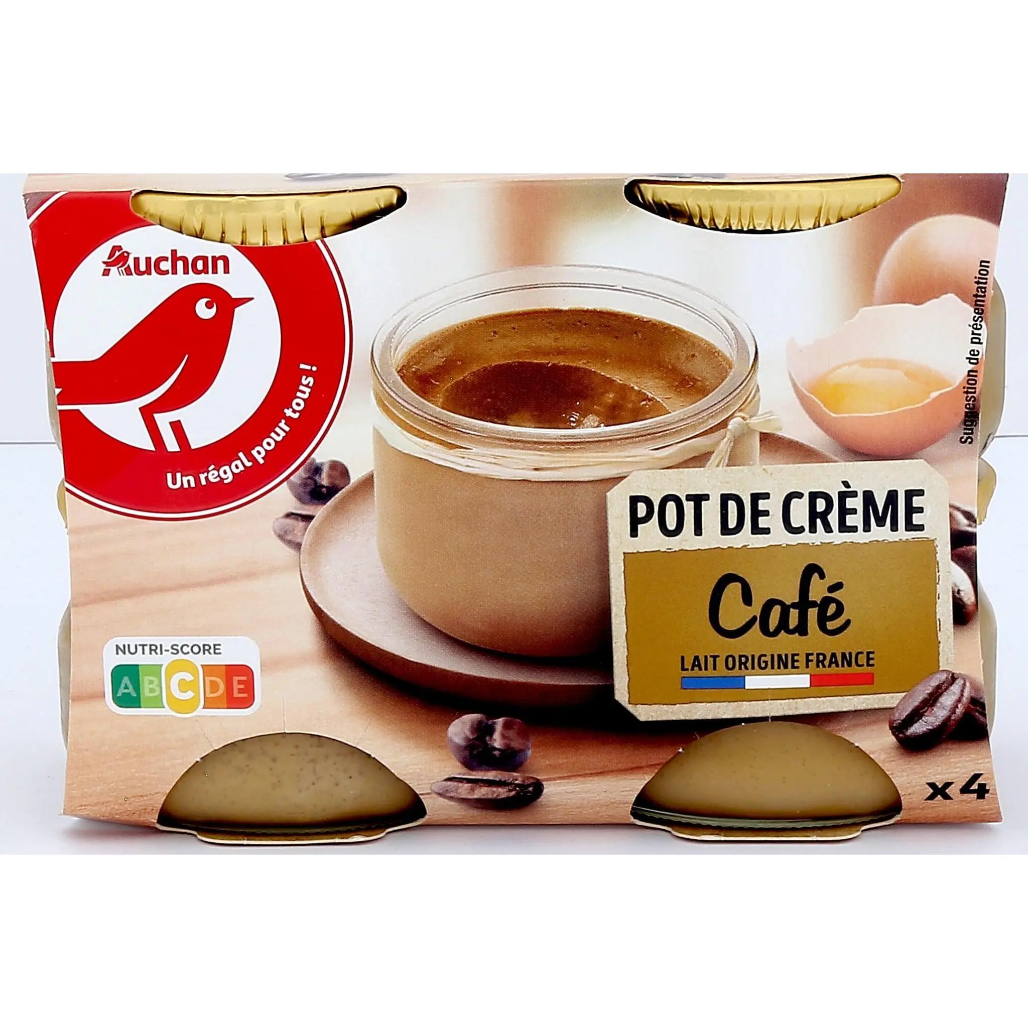 AUCHAN Petit pot de crème au café