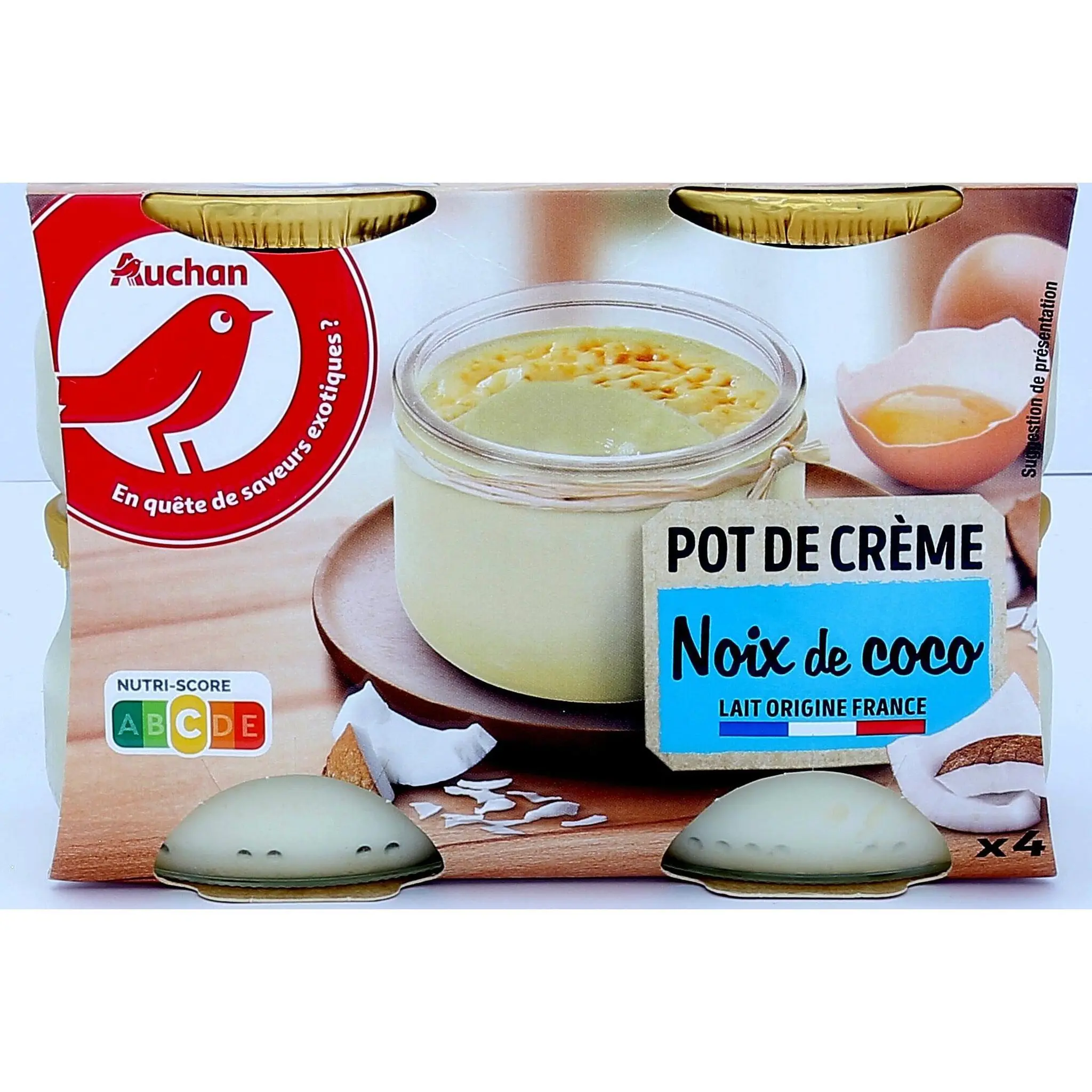 AUCHAN Petit pot de crème à la noix de coco