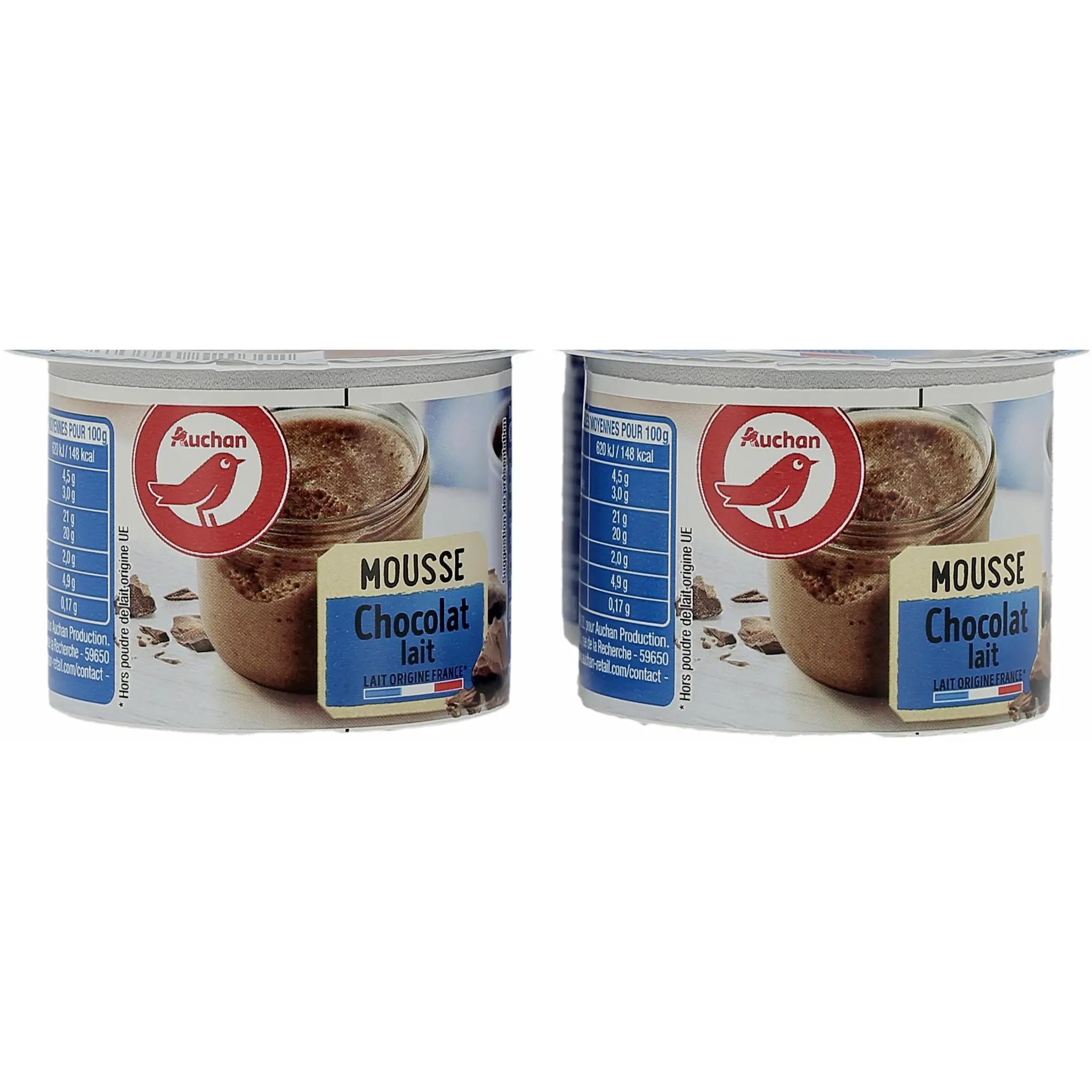 AUCHAN Mousse au chocolat au lait