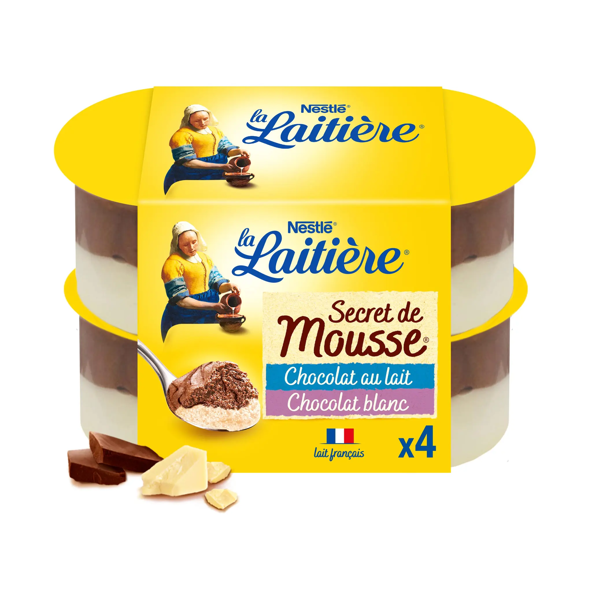 LA LAITIERE Secret de mousse au chocolat au lait et chocolat blanc