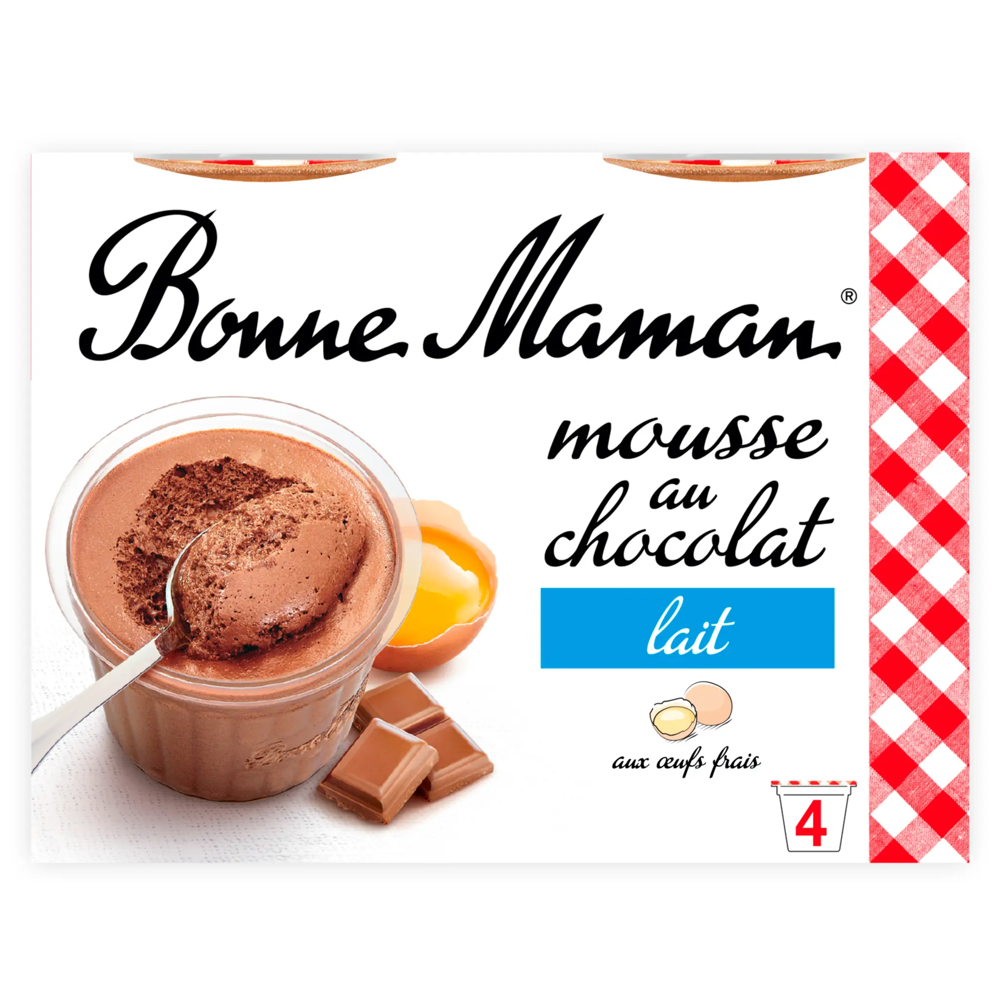 BONNE MAMAN Mousse au chocolat au lait aux œufs frais