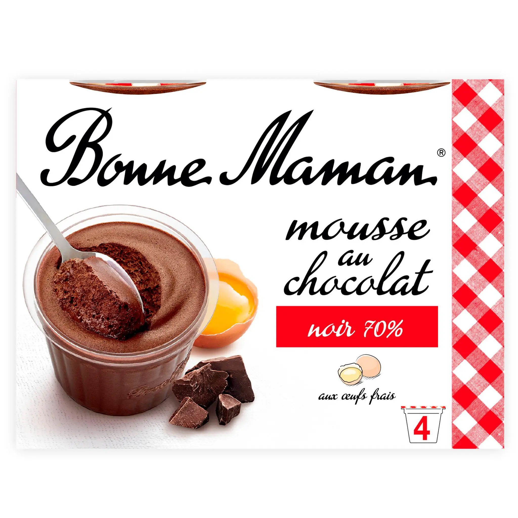 BONNE MAMAN Mousse au chocolat noir intense aux oeufs frais