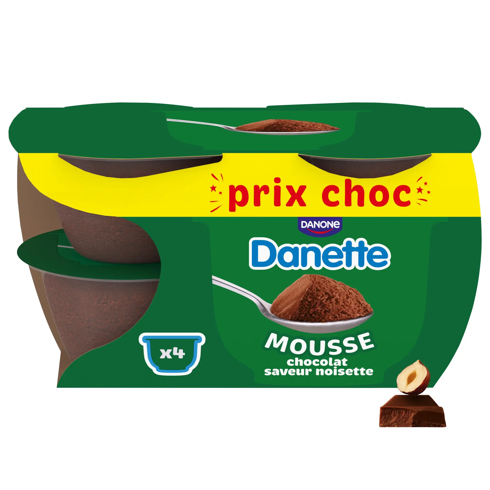 DANETTE Mousse au chocolat saveur noisette