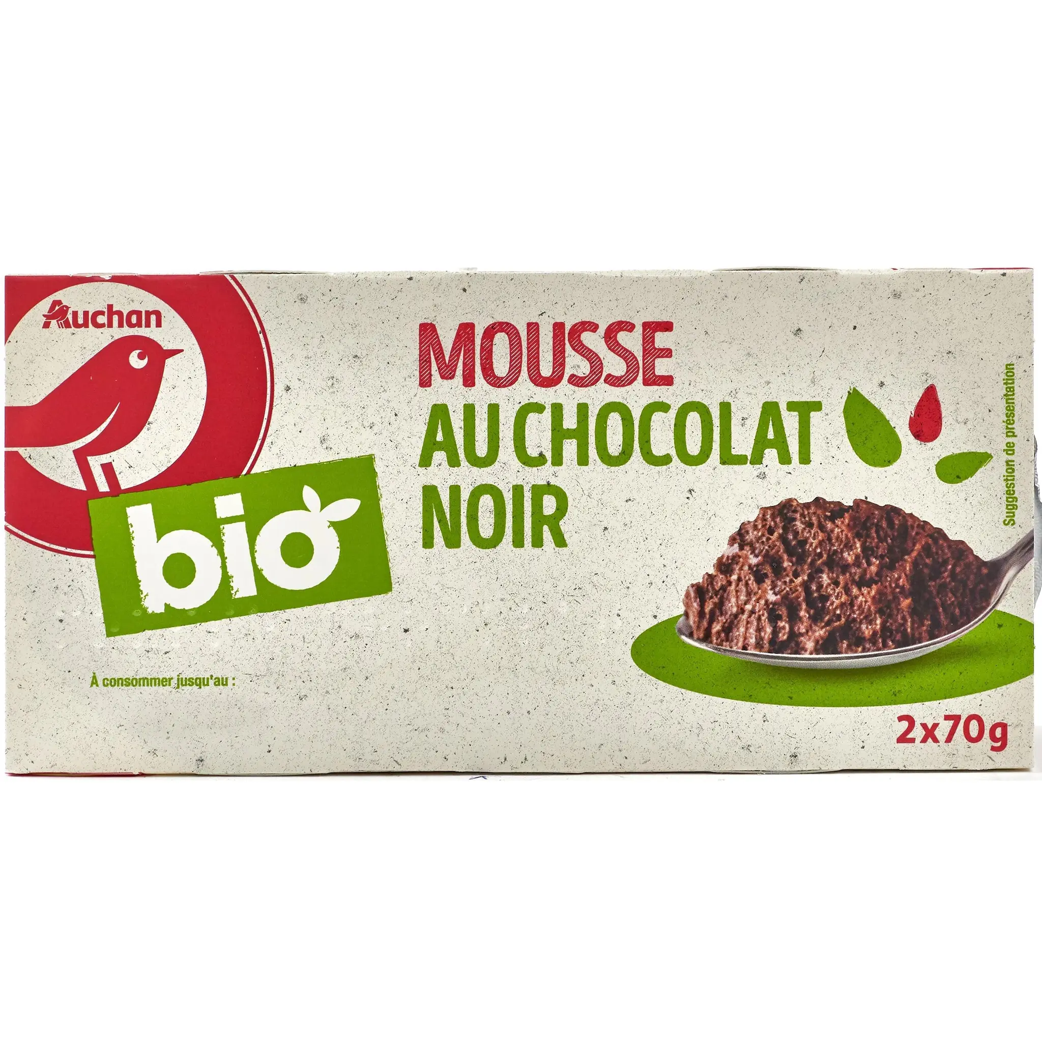 AUCHAN BIO Mousse au chocolat noir