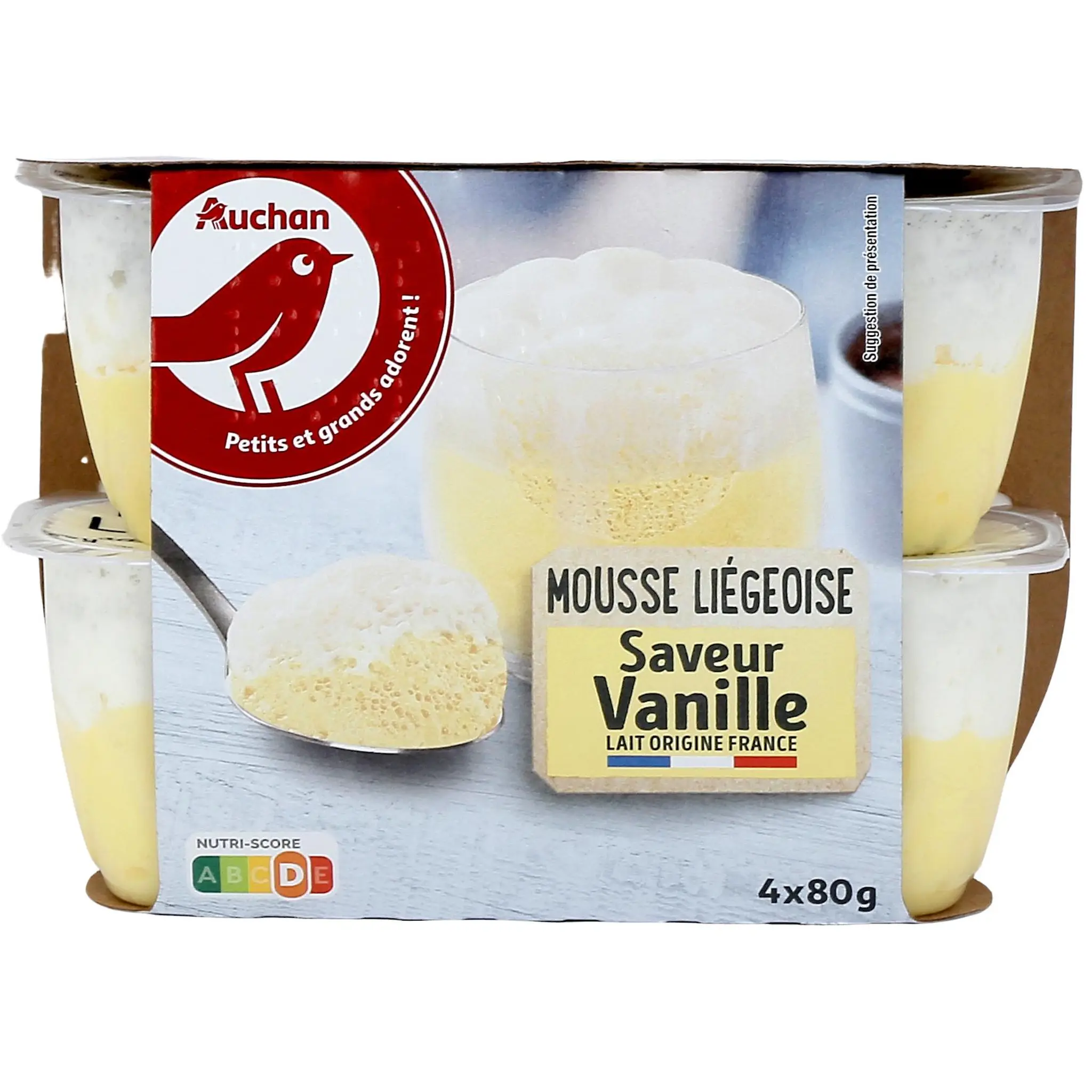 AUCHAN Mousse liégeoise saveur vanille