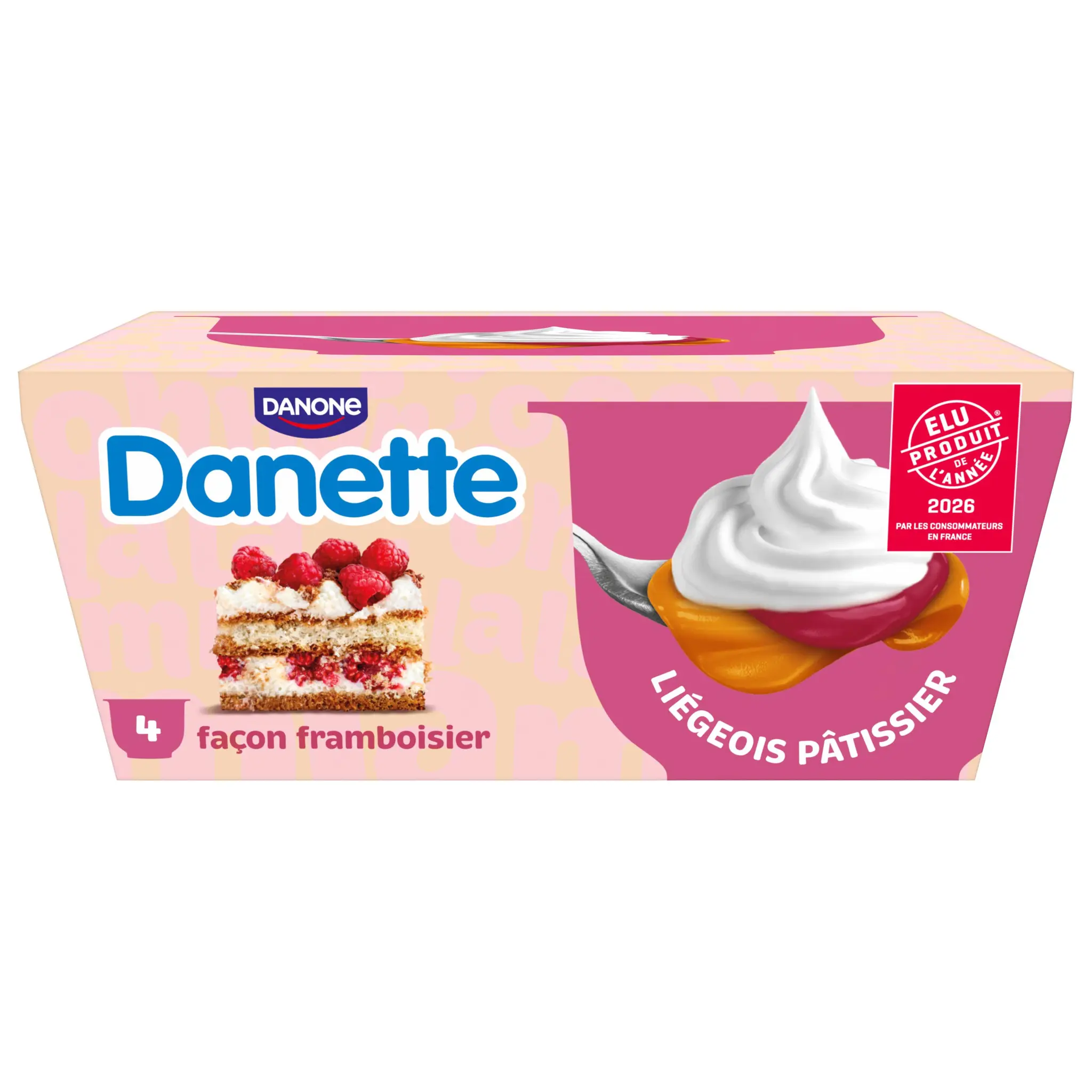 DANETTE Liégeois sur lit de framboise façon framboisier