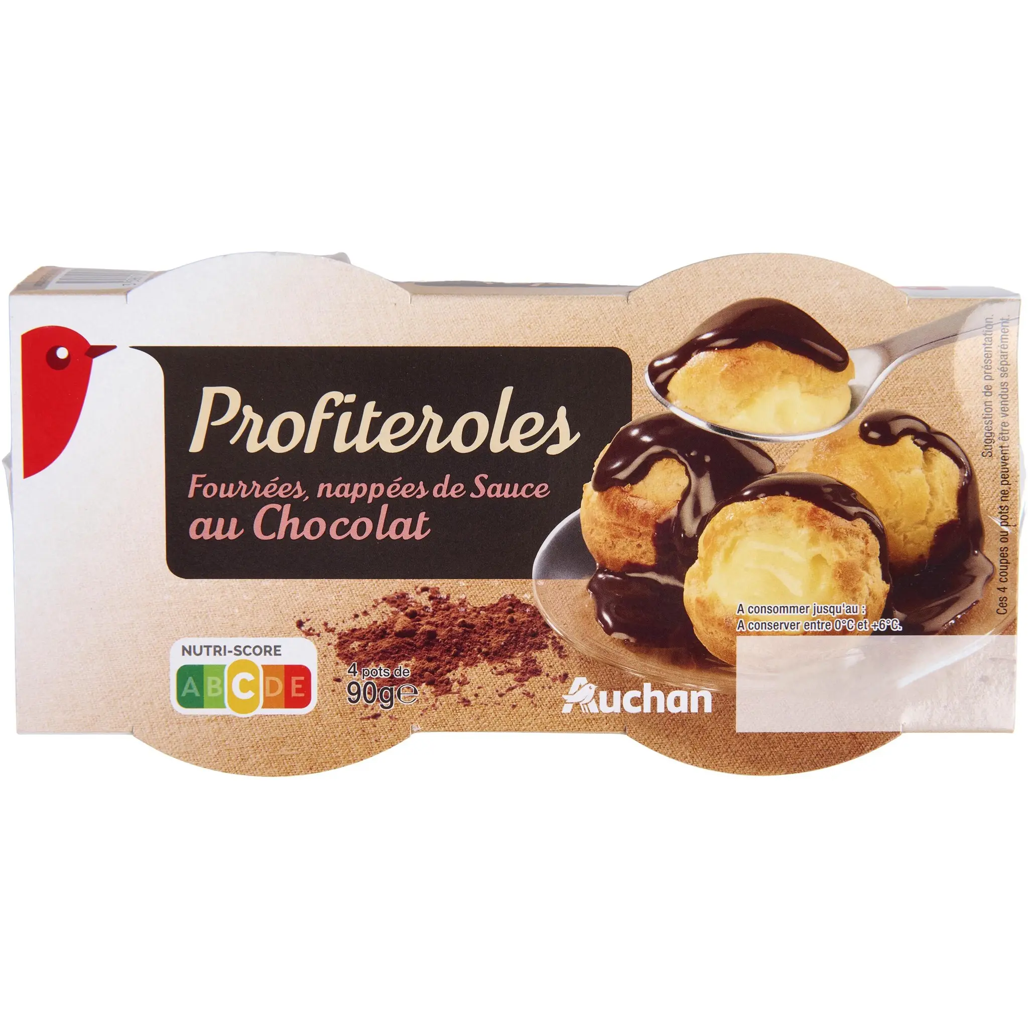 AUCHAN Profiteroles fourrées nappées de sauce au chocolat