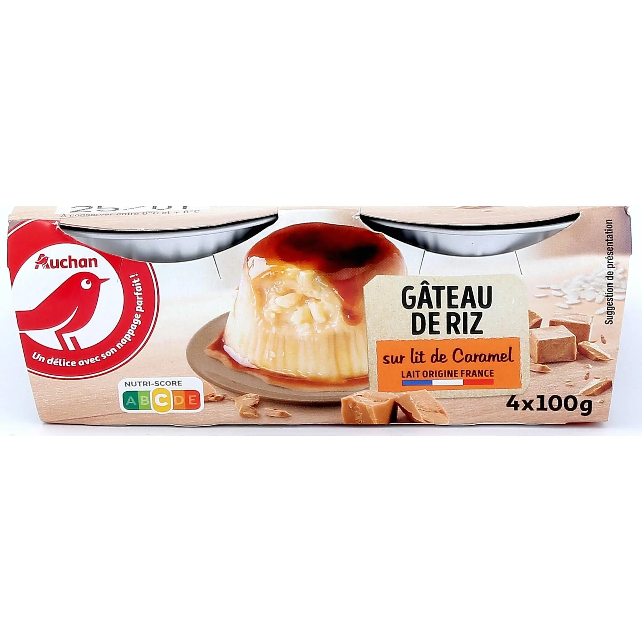 AUCHAN Gâteau de riz sur lit de caramel