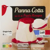 AUCHAN Panna Cotta aux fruits rouges