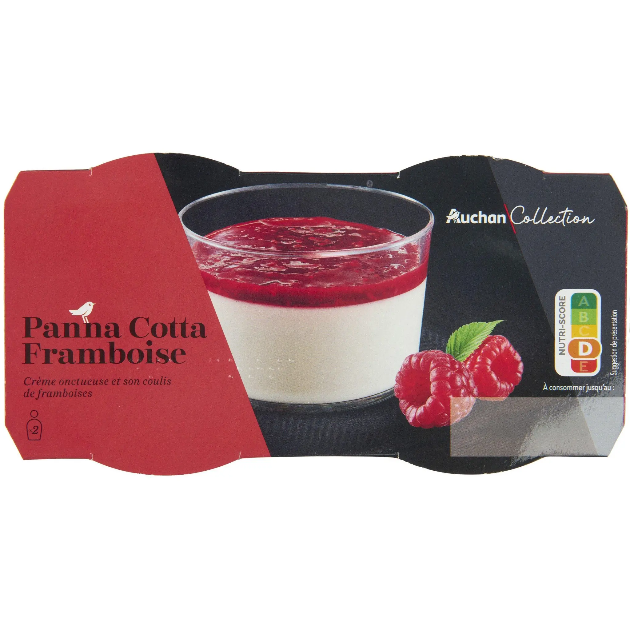 AUCHAN COLLECTION Crème dessert sur lit de framboise