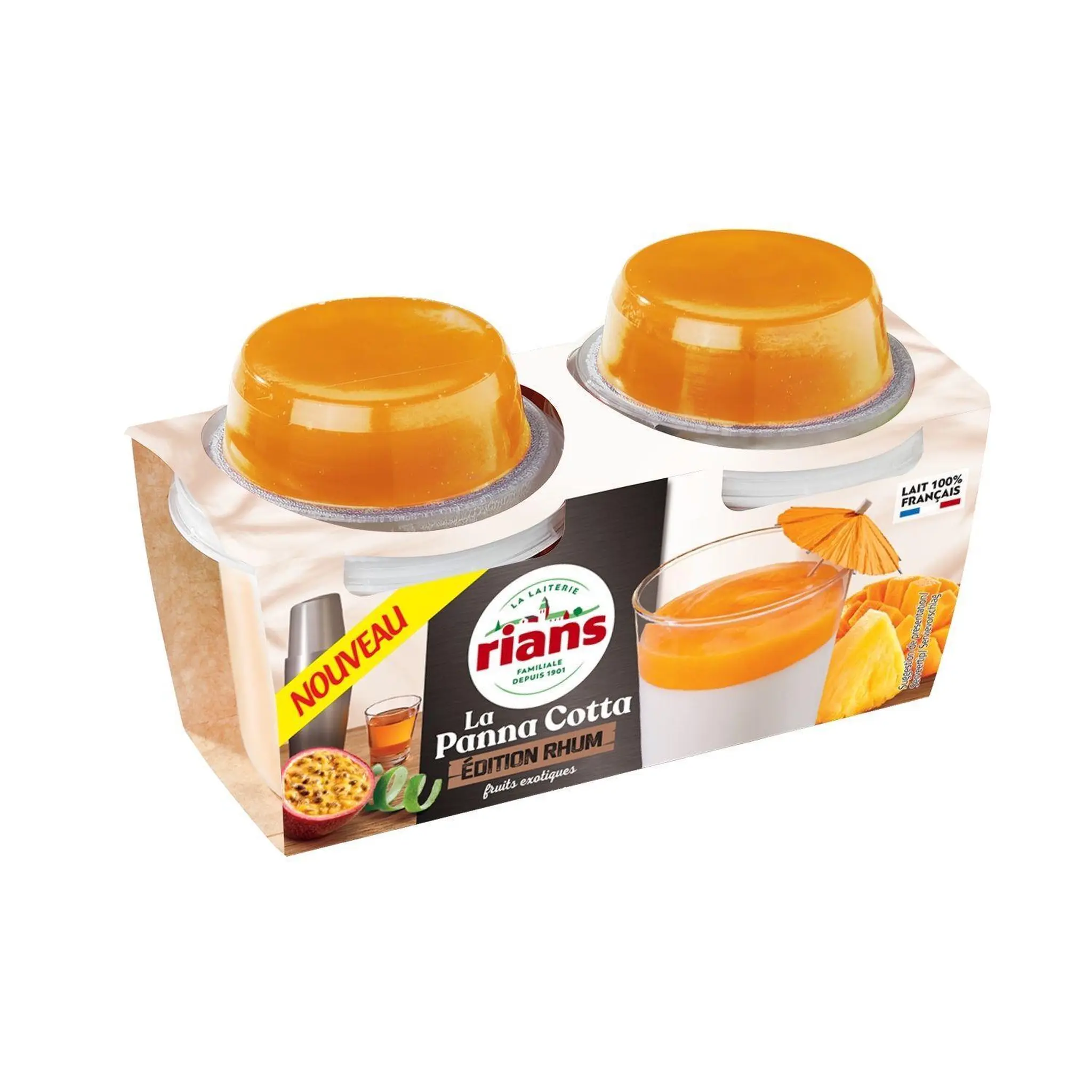 RIANS Panna cotta au rhum et coulis de fruits exotiques