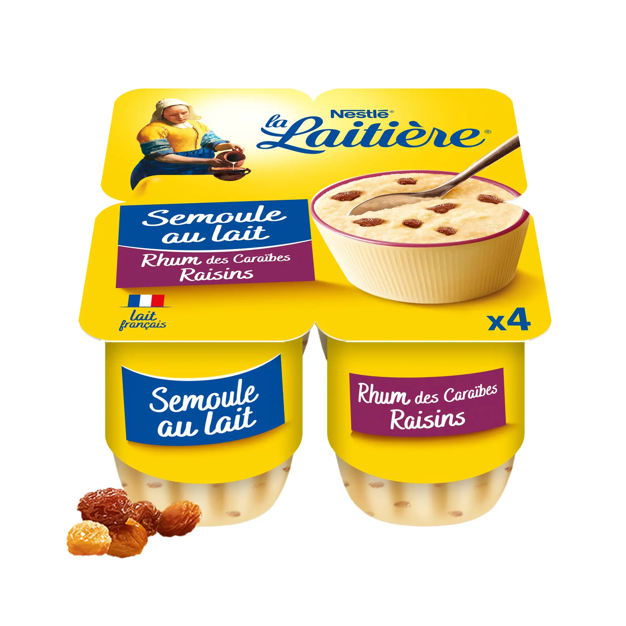 LA LAITIERE Semoule au lait rhum des Caraïbes raisins