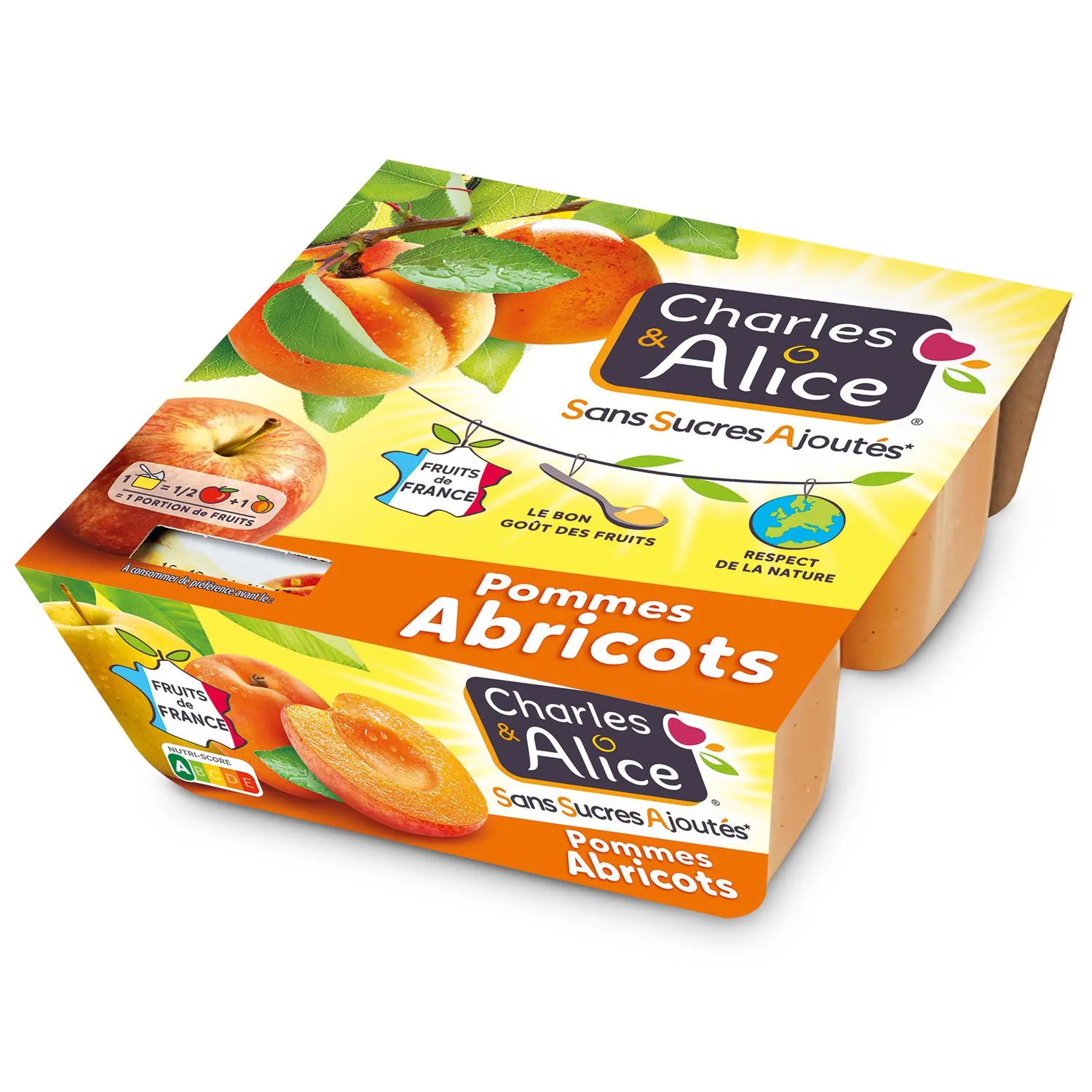 CHARLES & ALICE Spécialité pommes abricots sans sucres ajoutés