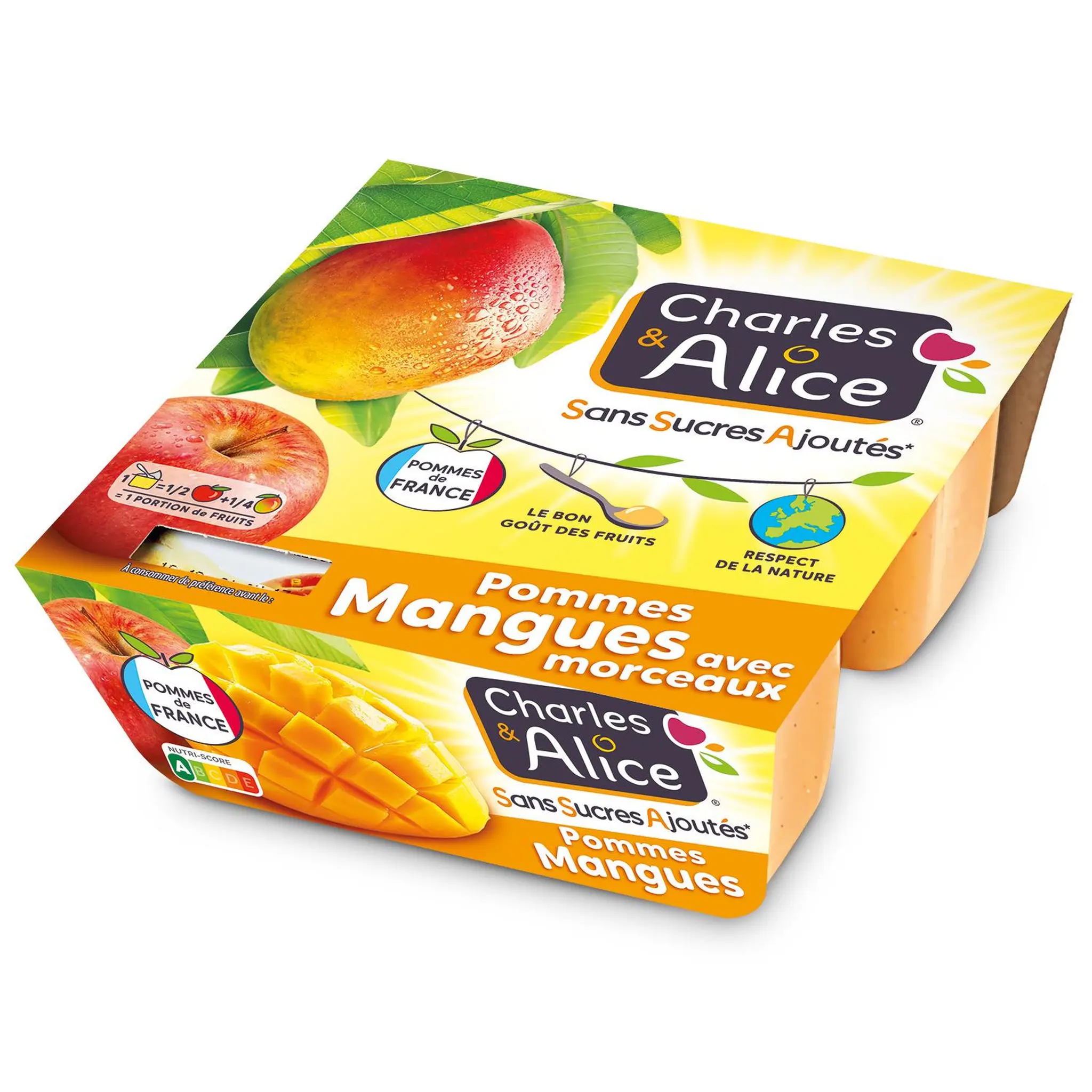 CHARLES & ALICE Spécialité pommes mangues sans sucres ajoutés