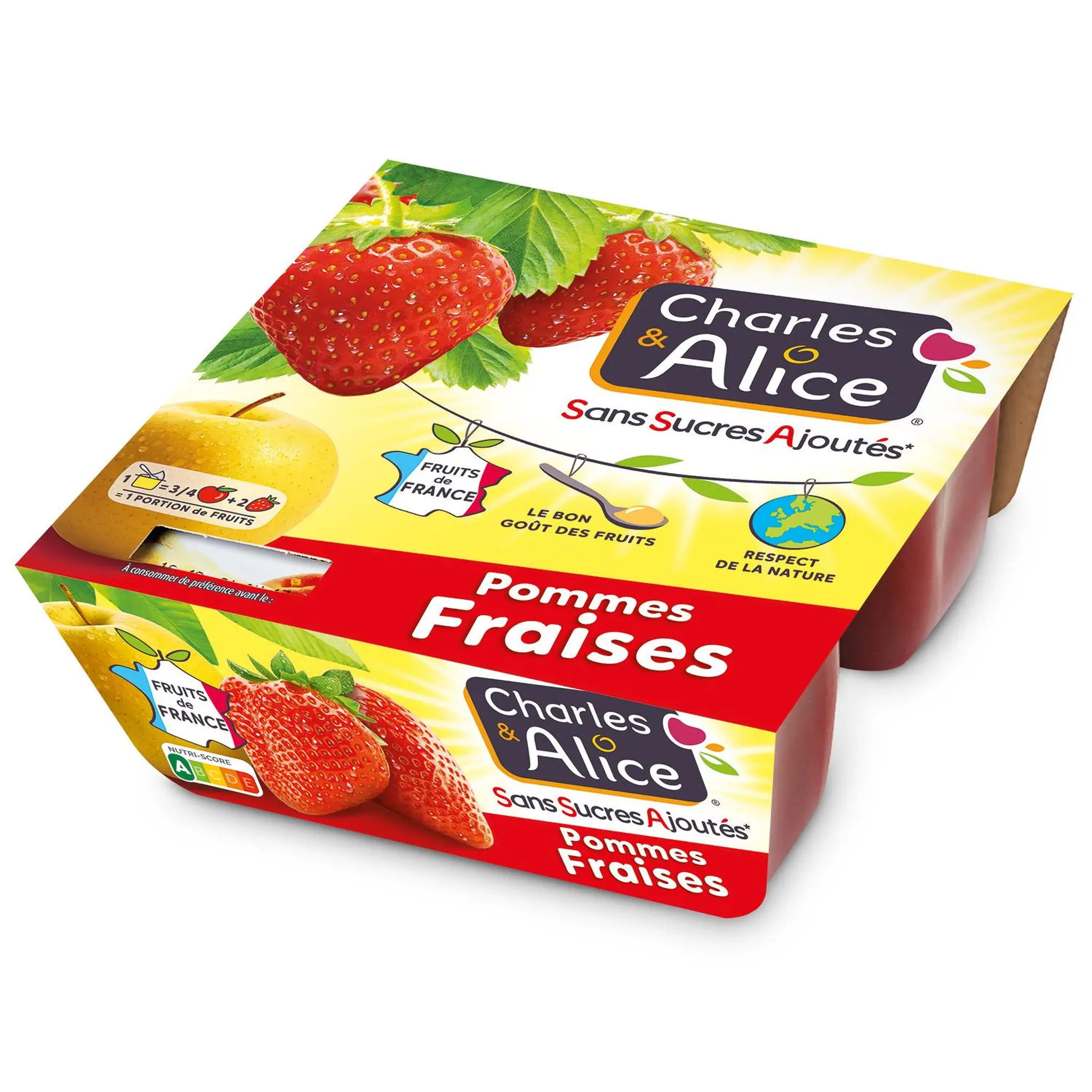 CHARLES & ALICE Spécialité pommes fraises sans sucres ajoutés