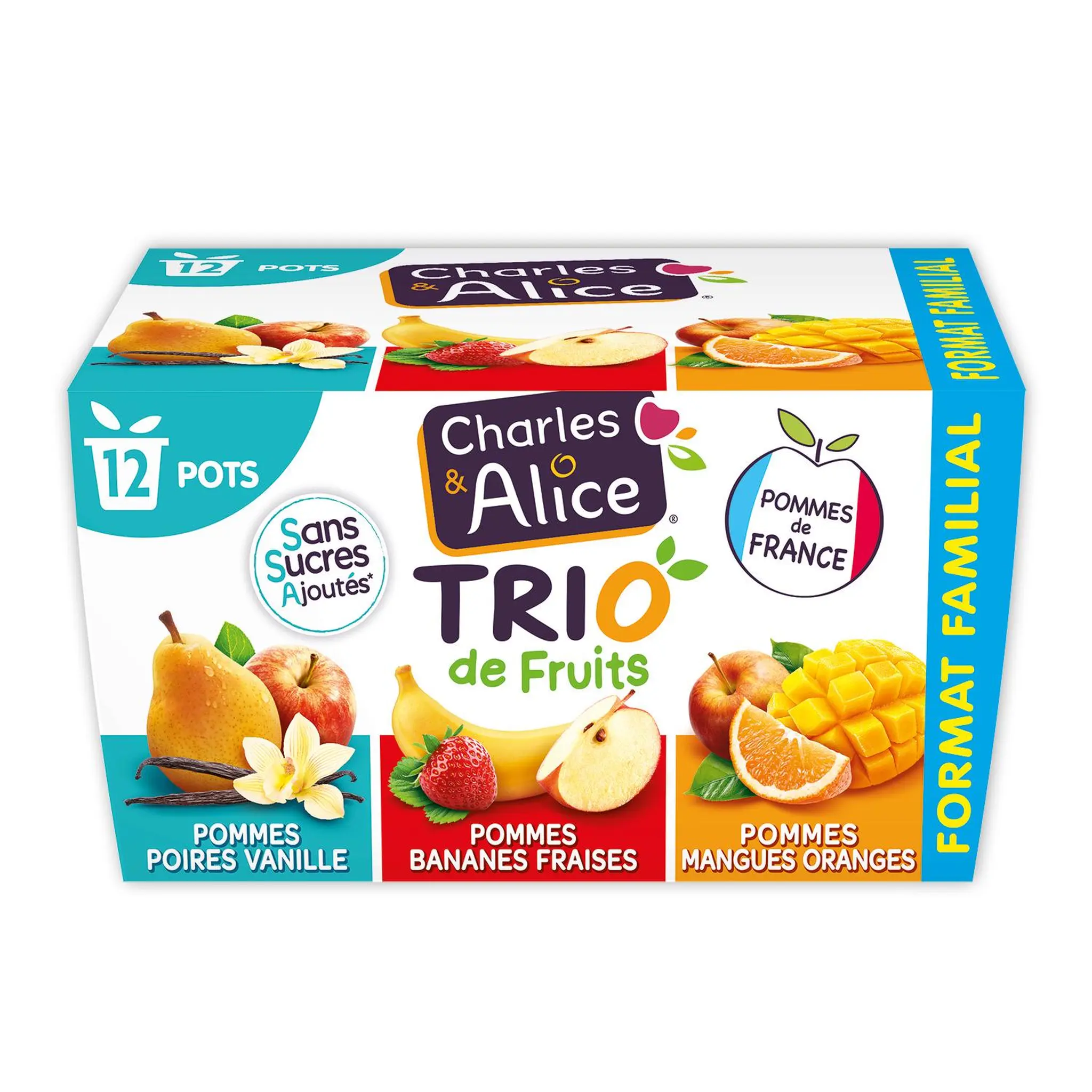 CHARLES & ALICE Compote trio de fruits sans sucres ajoutés