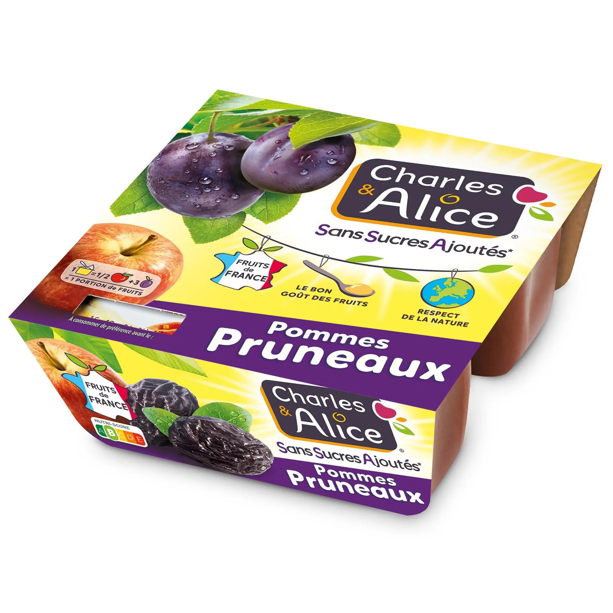 CHARLES & ALICE Spécialité pommes pruneaux sans sucres ajoutés