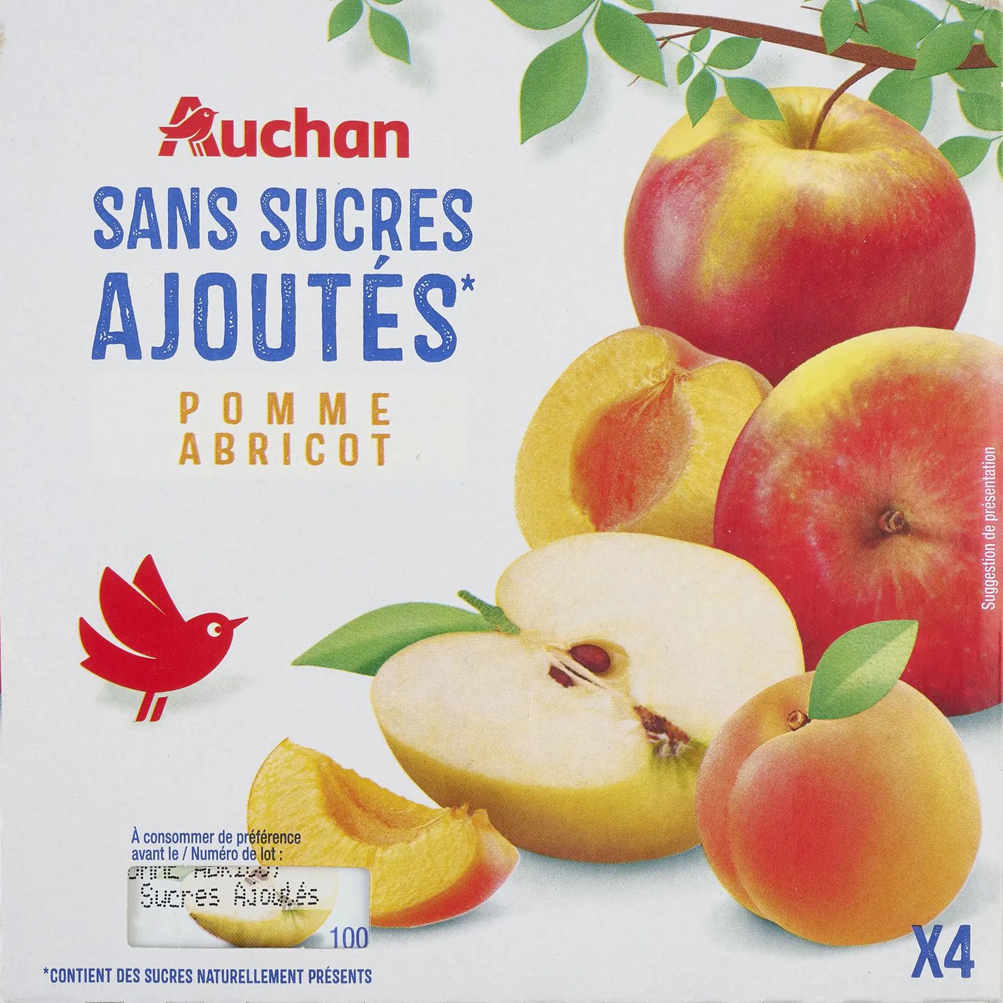AUCHAN Spécialité pomme abricot sans sucres ajoutés