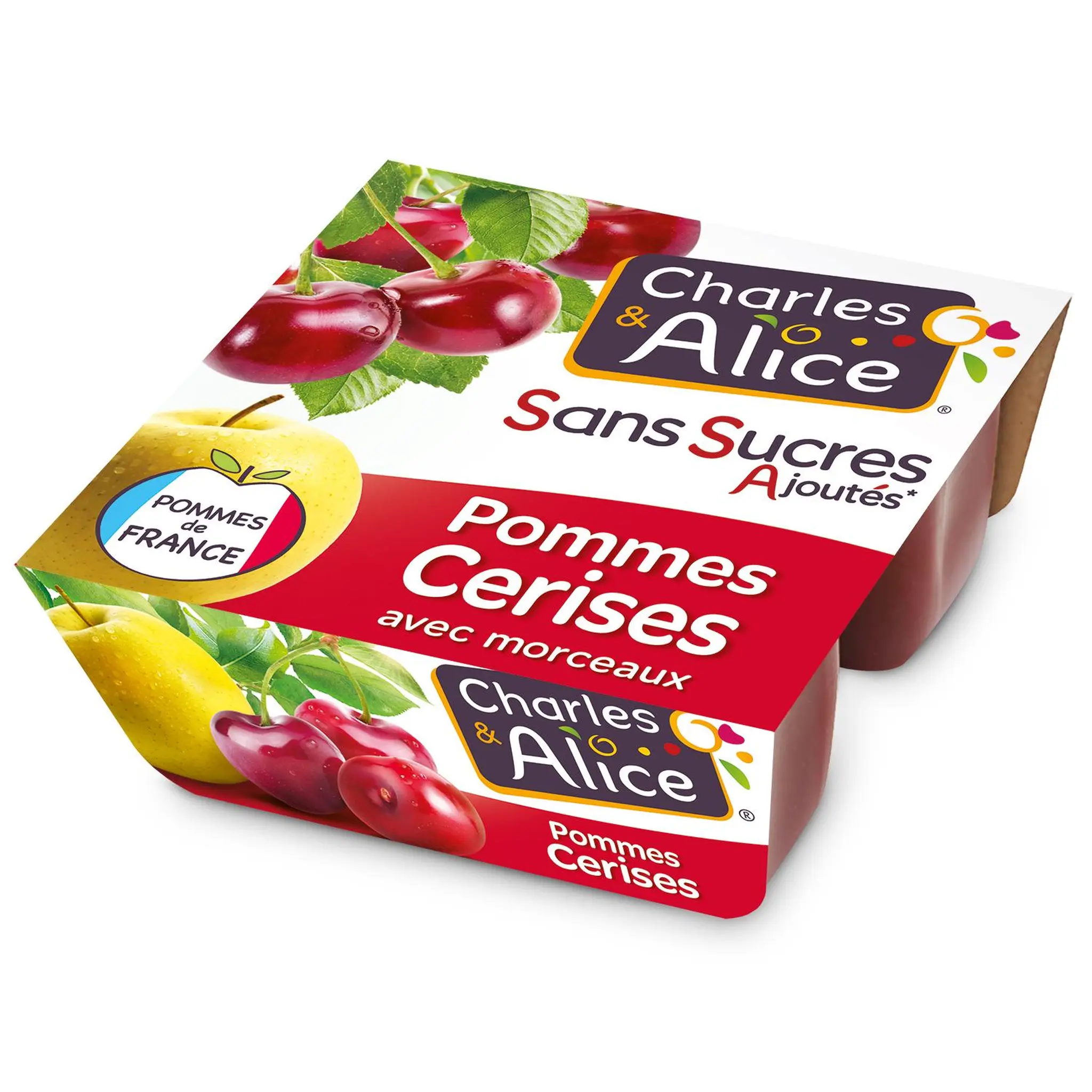 CHARLES & ALICE Spécialité pommes cerises sans sucres ajoutés
